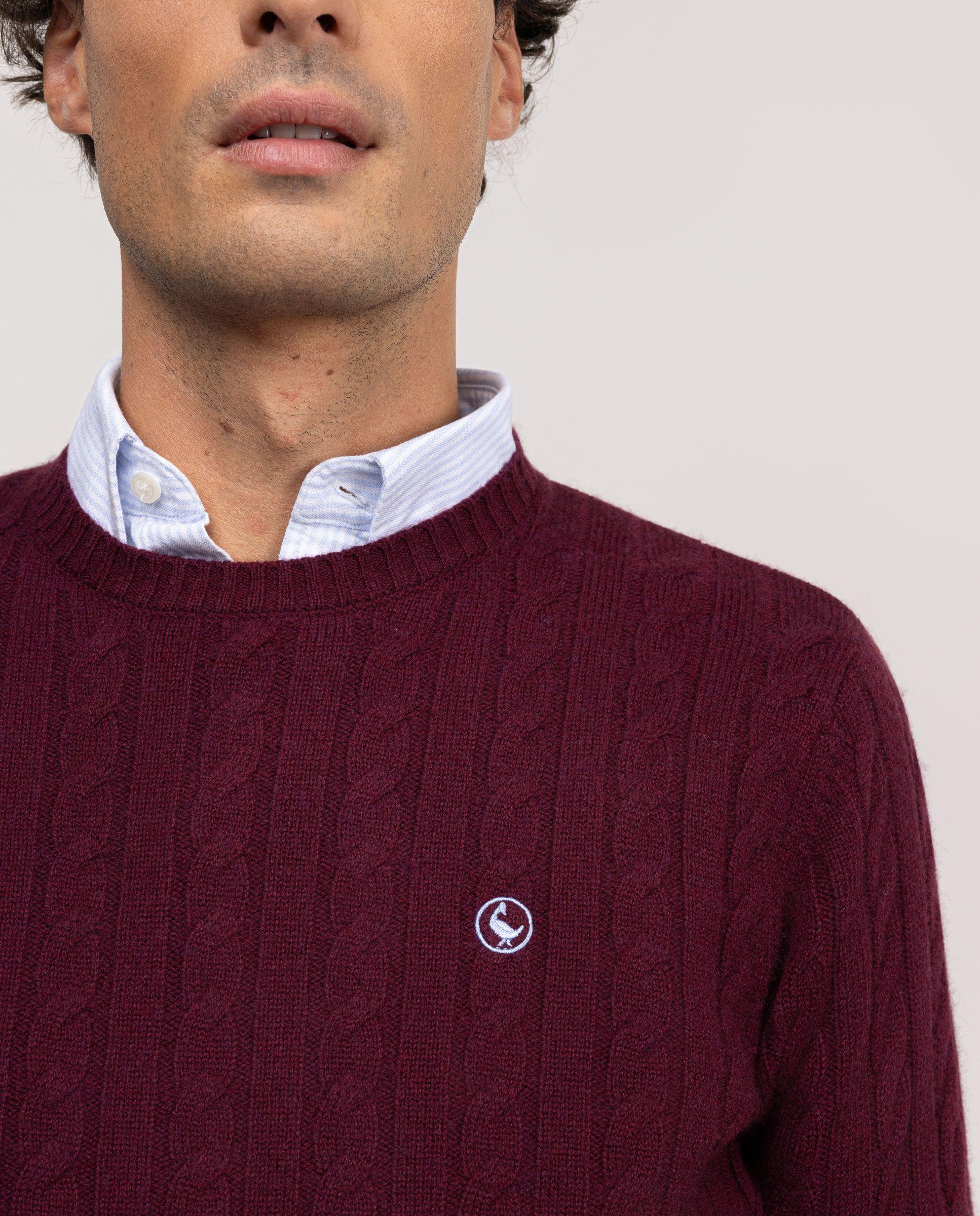 Jersey de Ochos Cuello Caja Granate HOMBRE OI 25-3