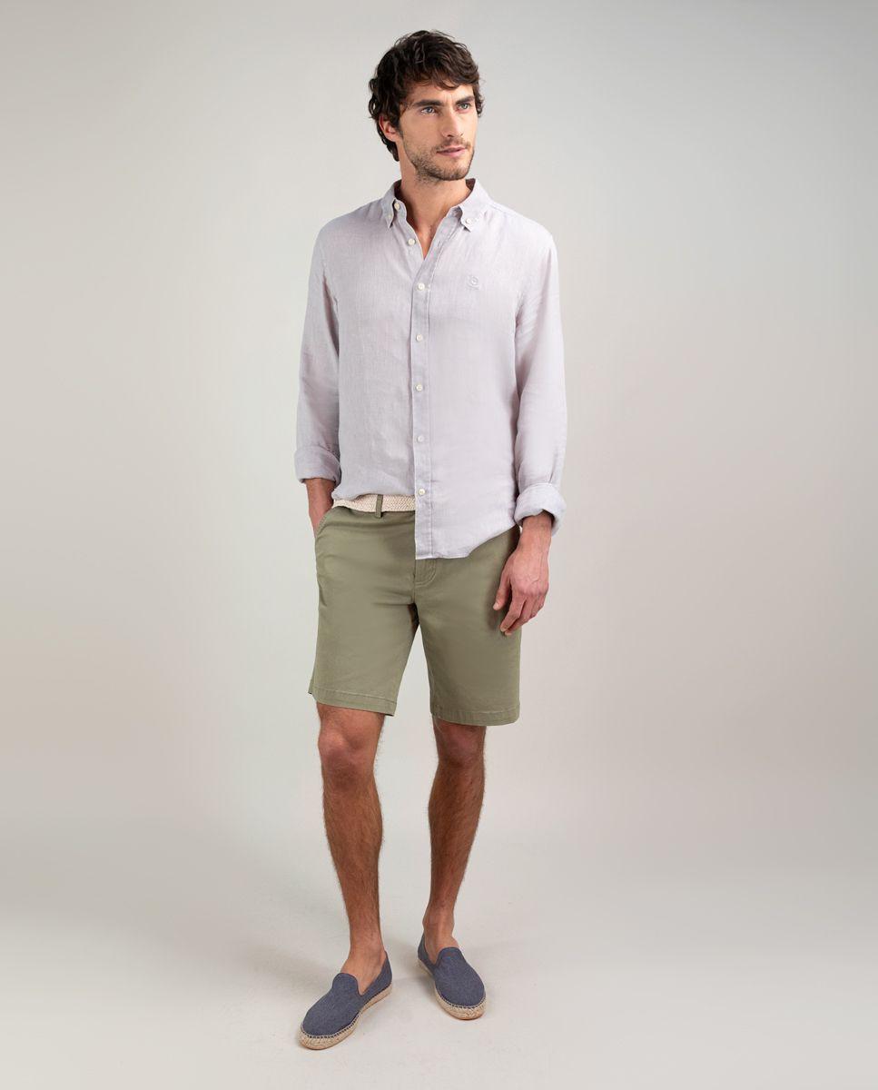 Camisa Lino Garment Dyed Gris HOMBRE PV 25-2