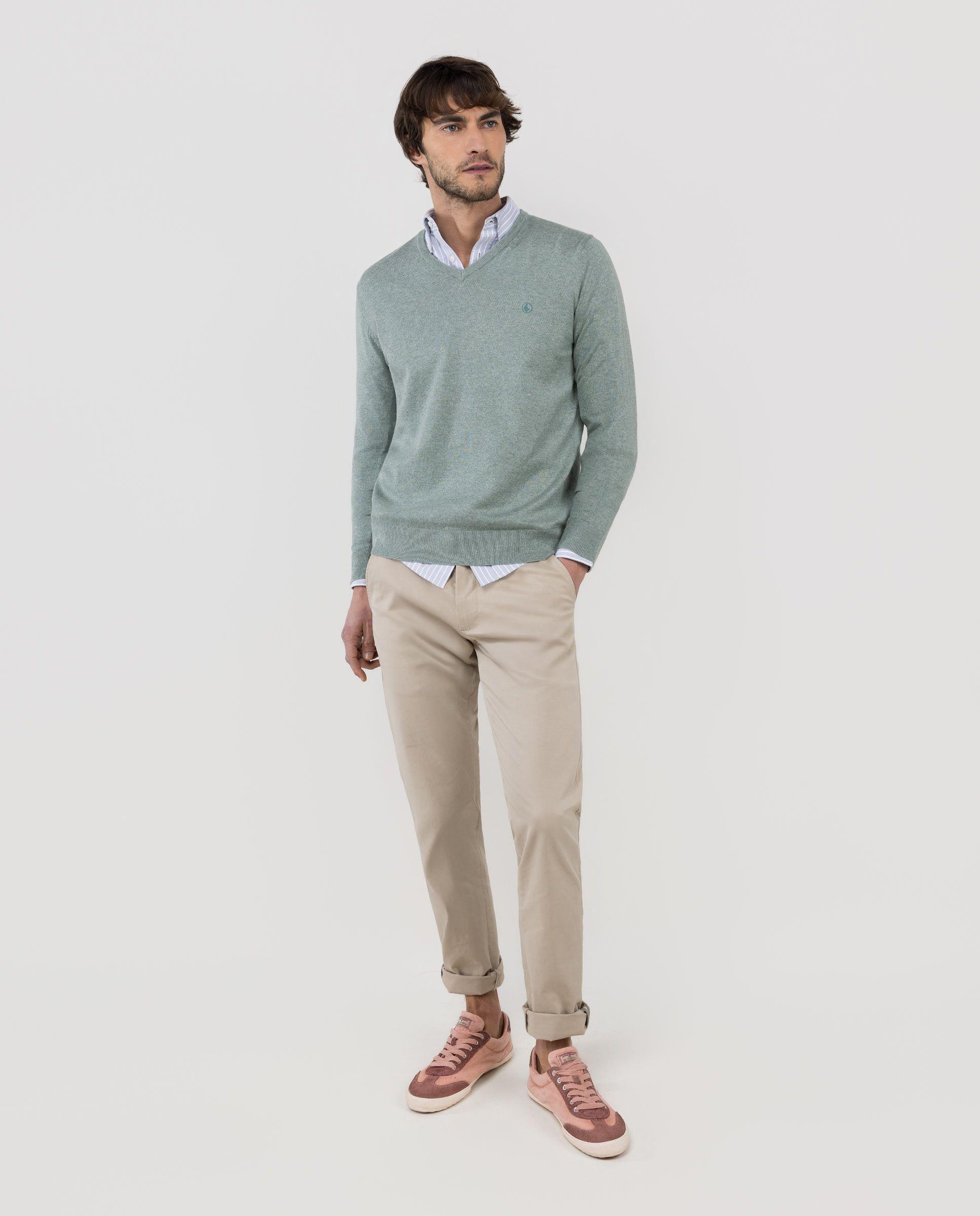 Jersey Cuello Pico Verde Menta HOMBRE PV 26-1