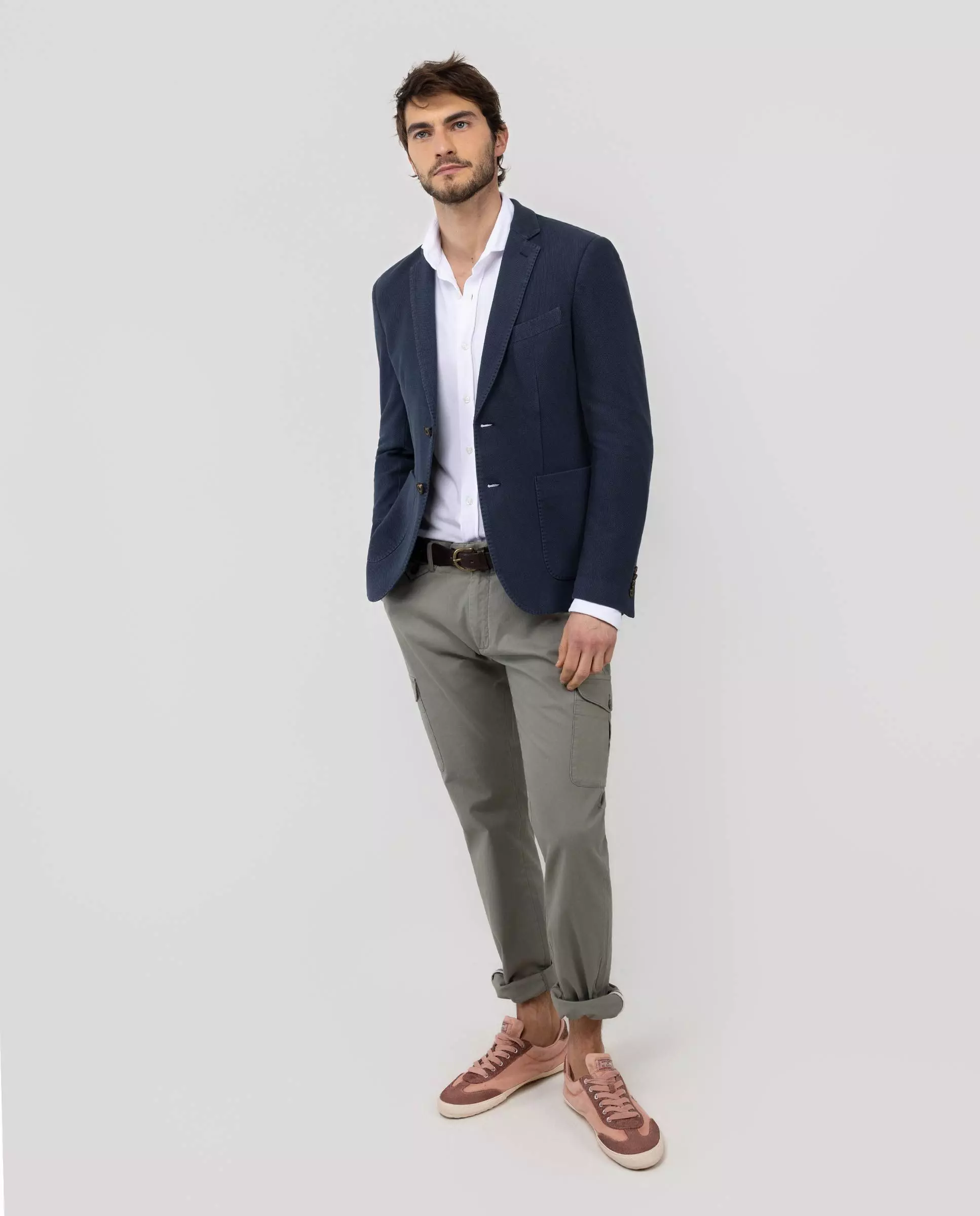Americana Punto Piqué Garment Dyed Marino HOMBRE PV 26-1