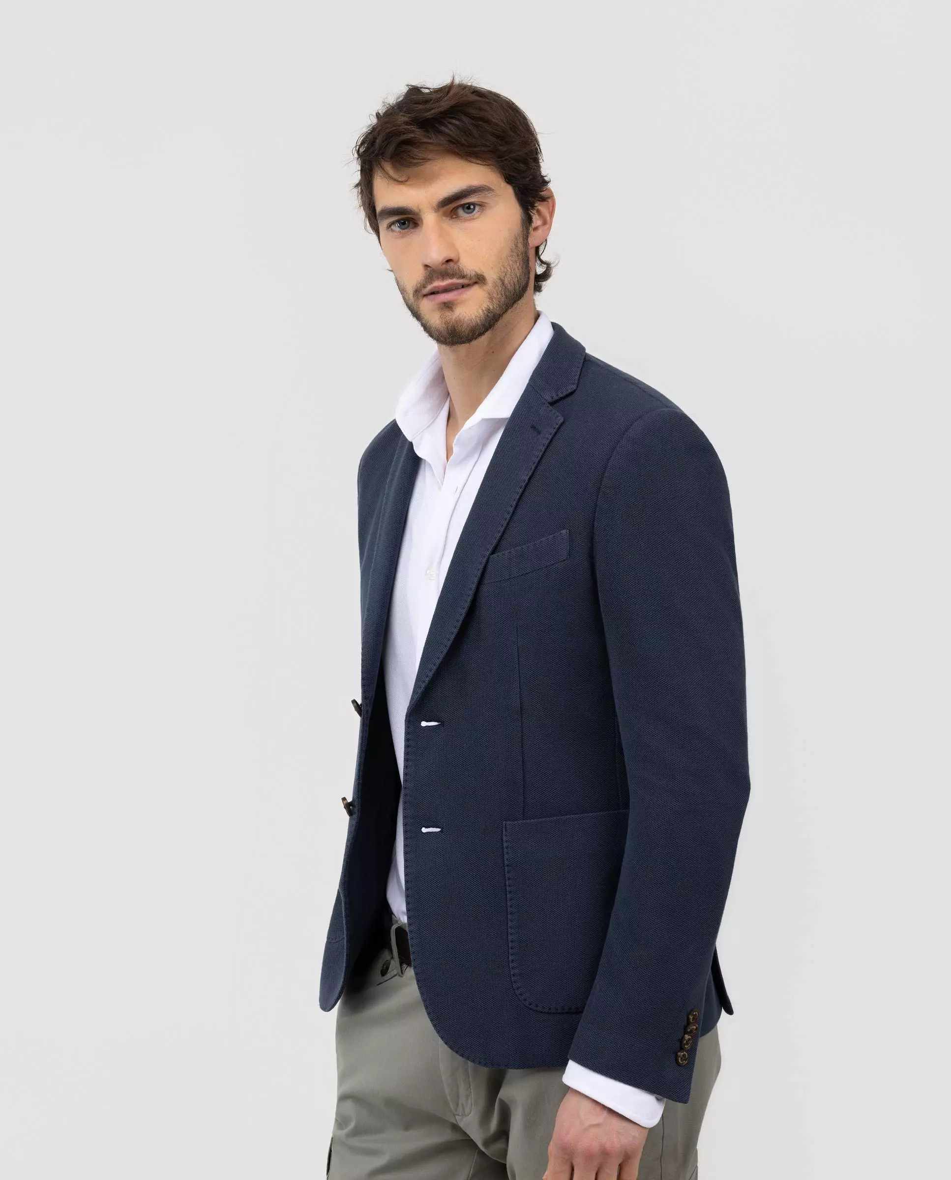 Americana Punto Piqué Garment Dyed Marino HOMBRE PV 26-2