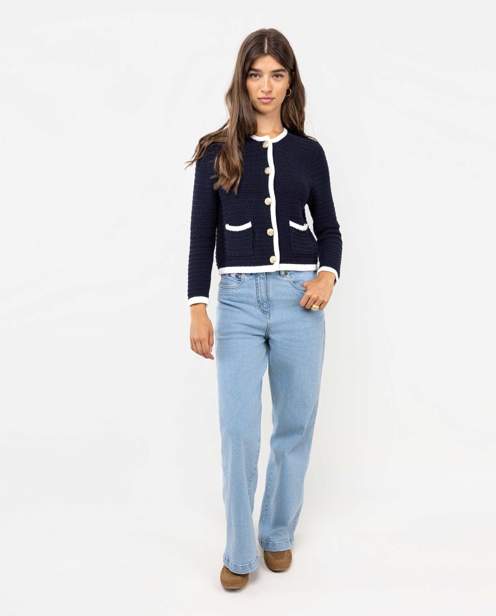 Chaqueta Punto Botones Marino MUJER OI 25-0