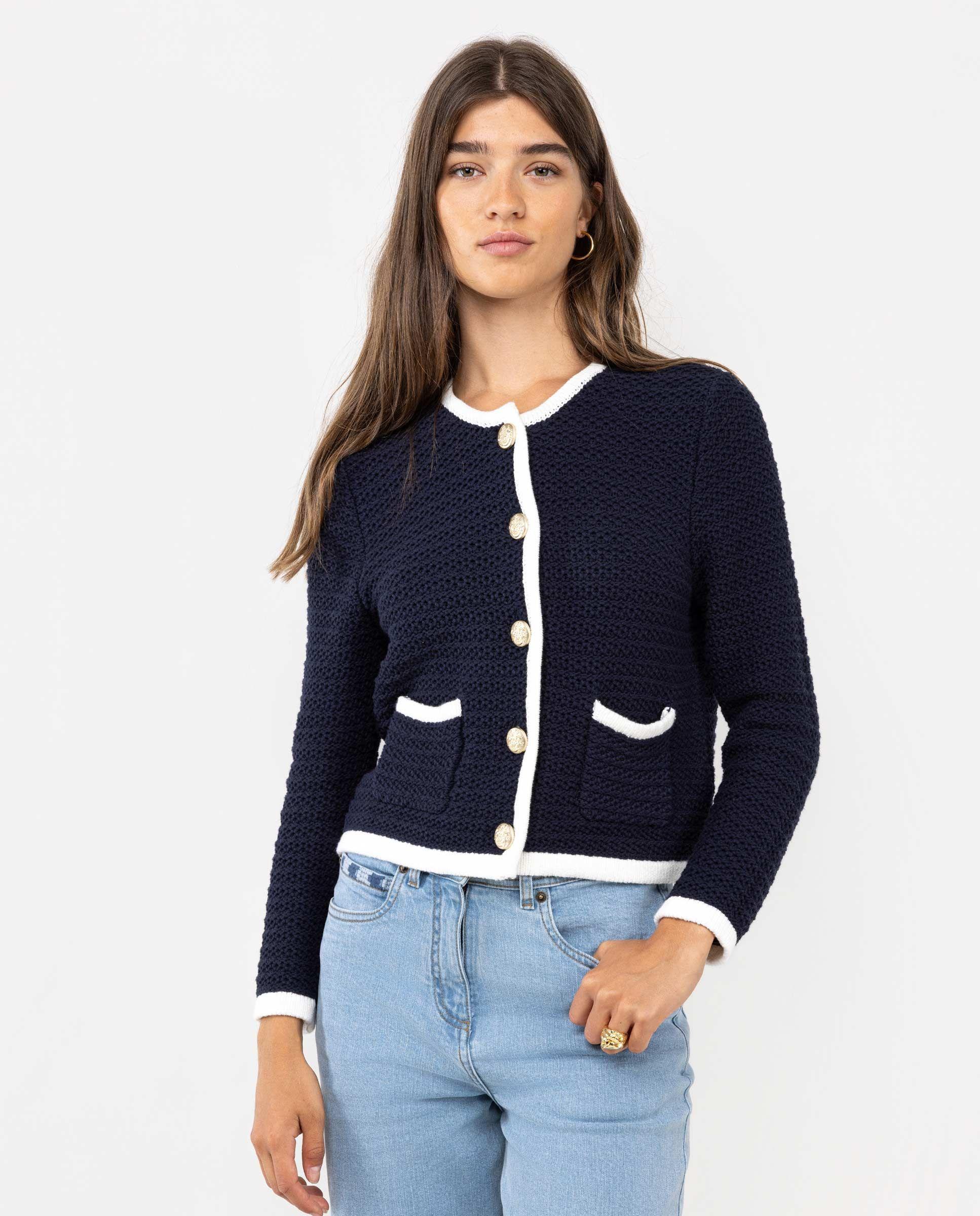 Chaqueta Punto Botones Marino MUJER OI 25-1