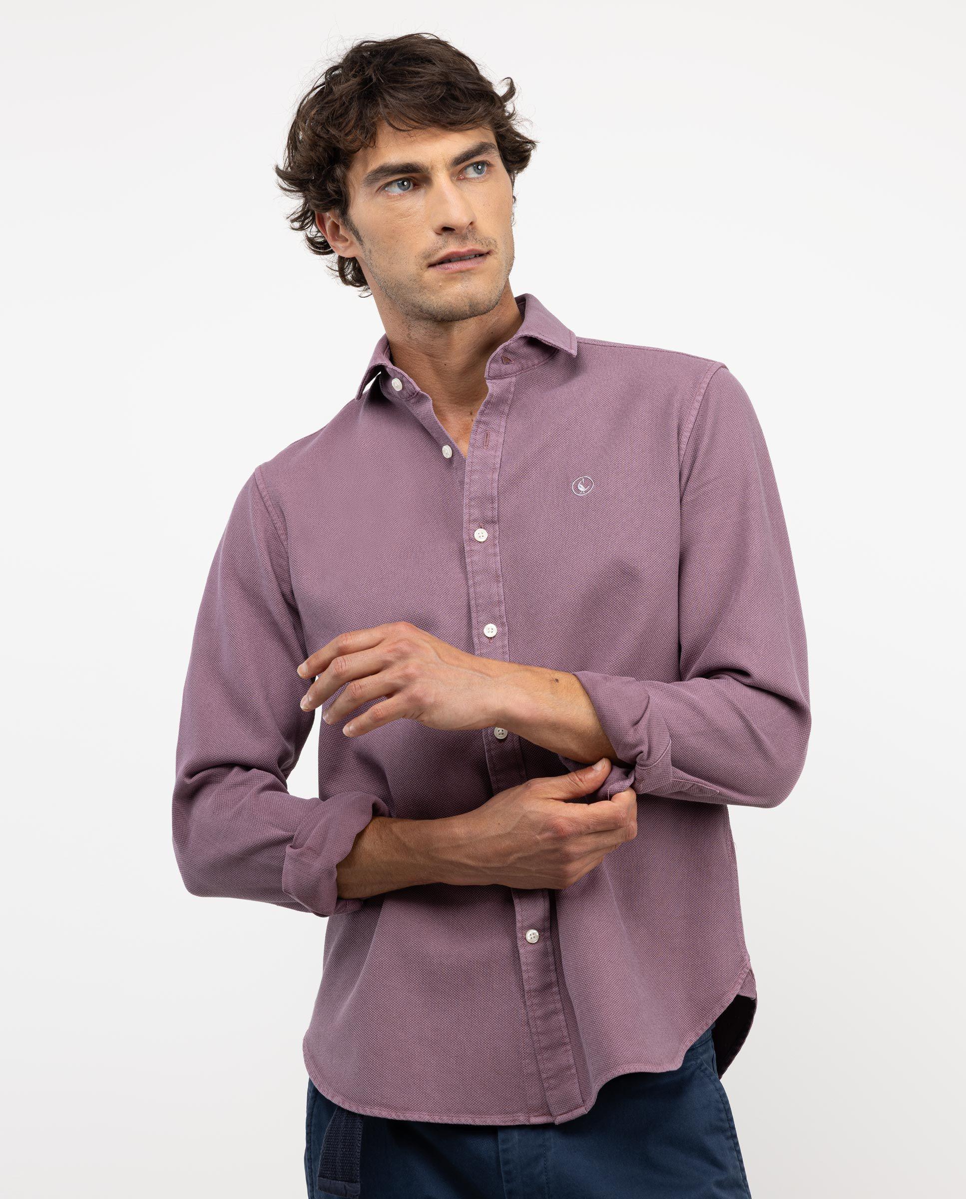 Camisa Estructura Algodón Granate HOMBRE OI 25-2
