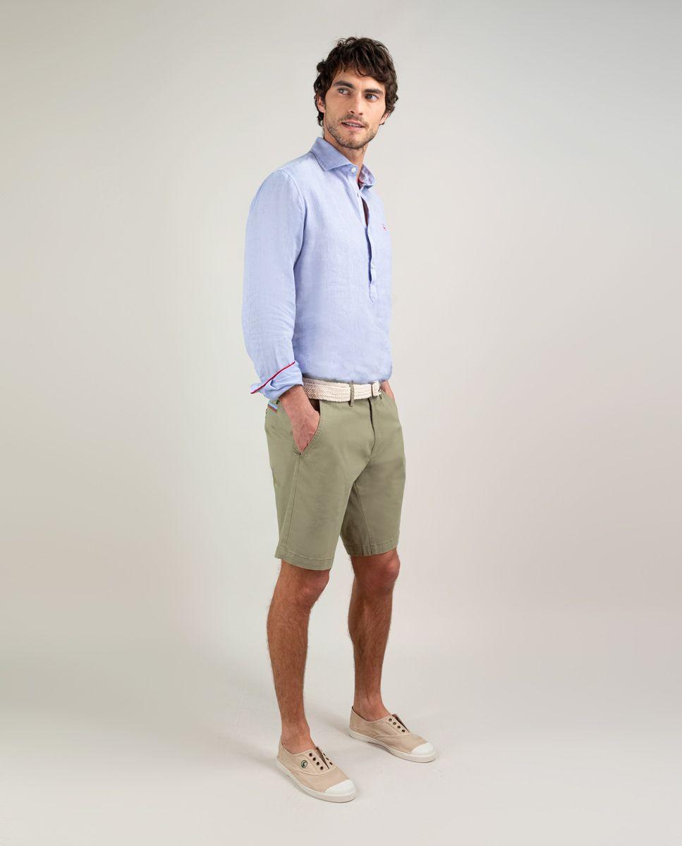 Camisa Polera Lino Celeste HOMBRE PV 25-1