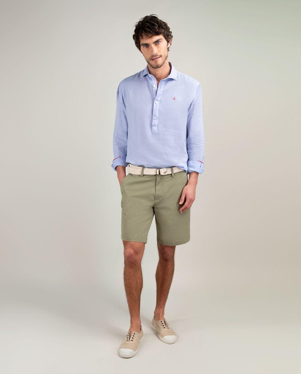 Camisa Polera Lino Celeste HOMBRE PV 25-2