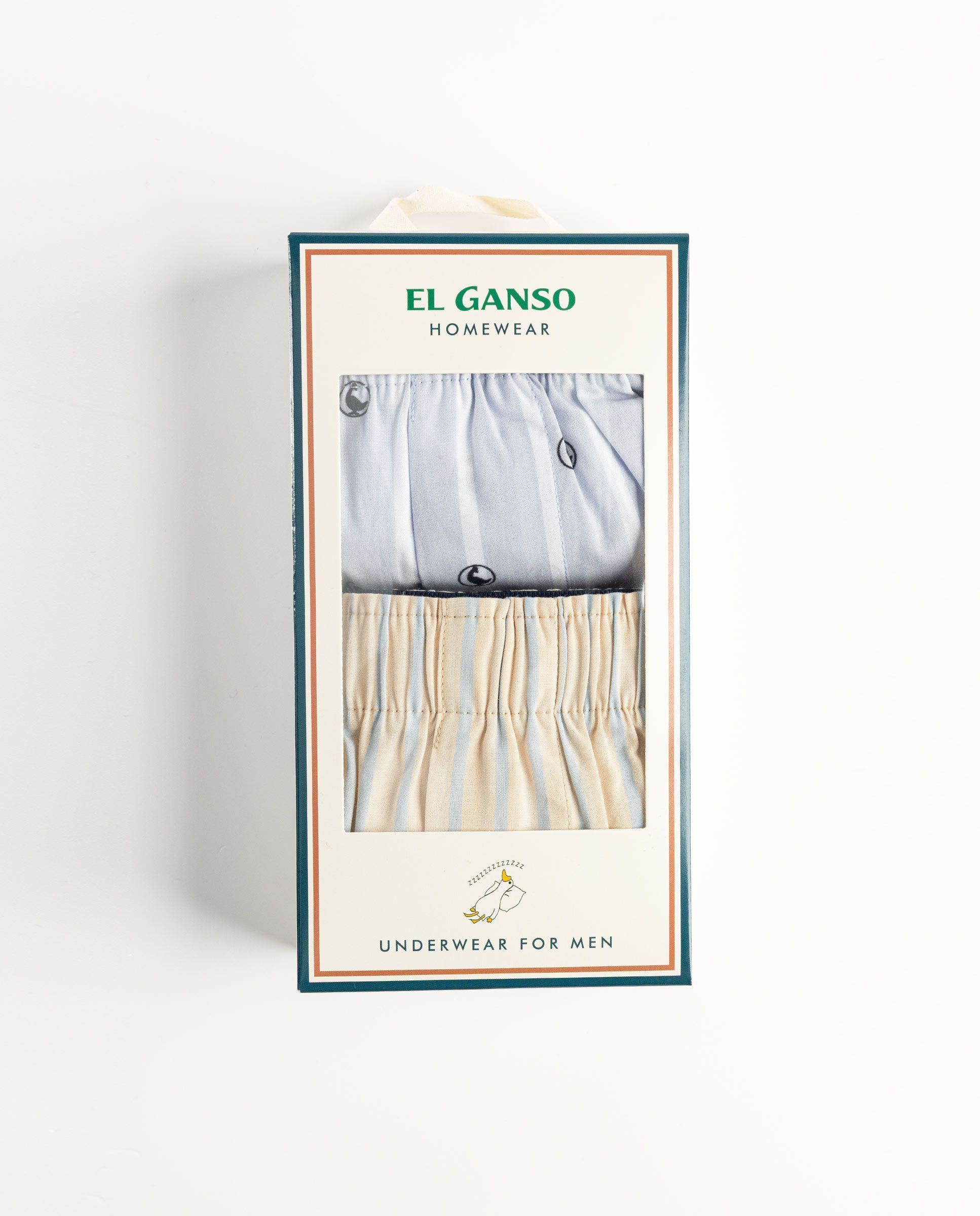 Pack Boxer Plana Raya Butcher Azul Estampado Gansos Raya Butcher Amarilla UNISEX OI 25-0