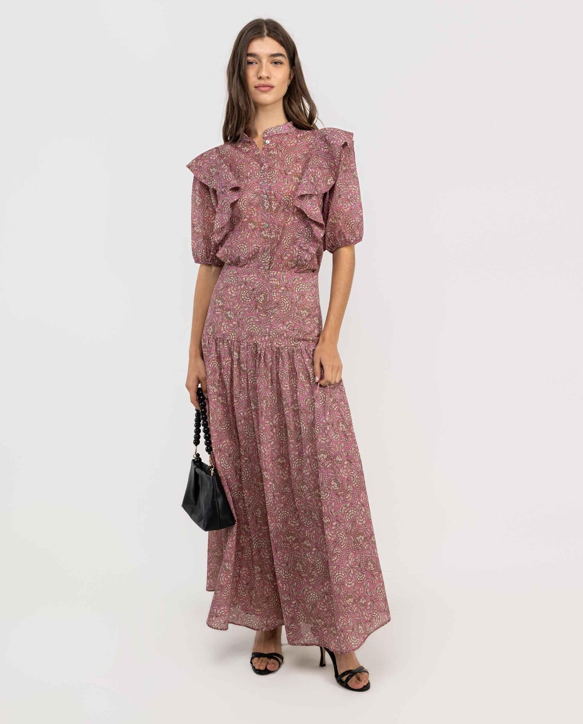 Falda Estampada Flores Rosa MUJER OI 25-2
