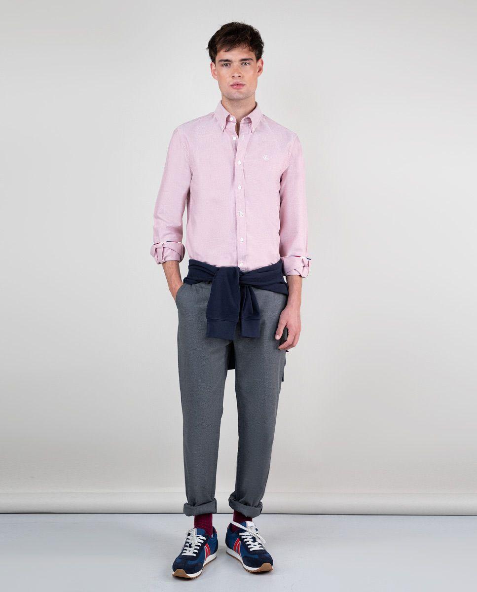 Camisa Oxford Liso Rojo-1