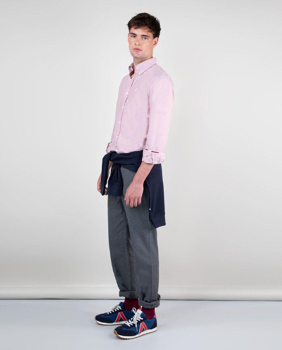 Camisa Oxford Liso Rojo-2