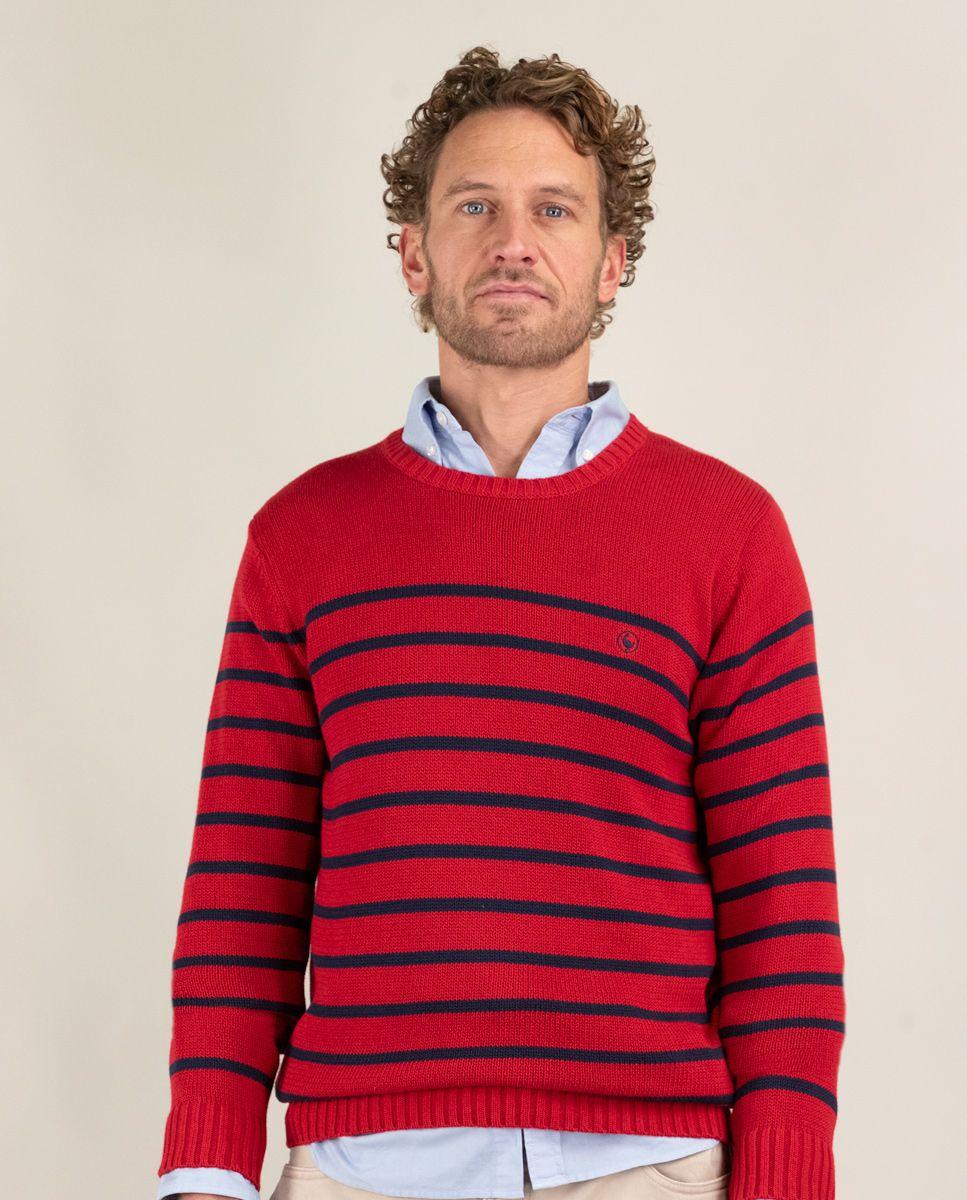 Jersey Rojo Rayas Marinas HOMBRE PV 25-0