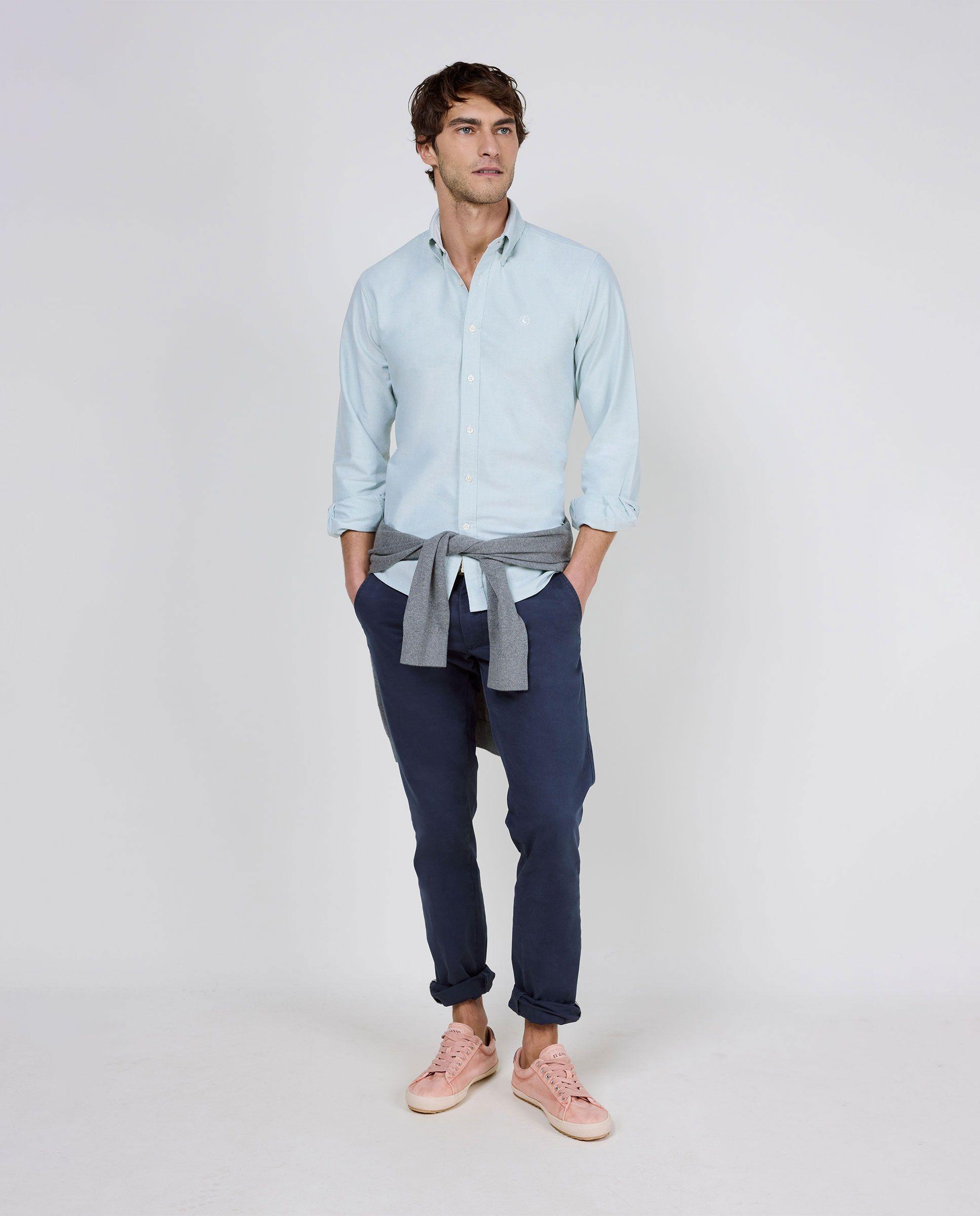 Camisa Oxford Liso Verde HOMBRE PV 26-0
