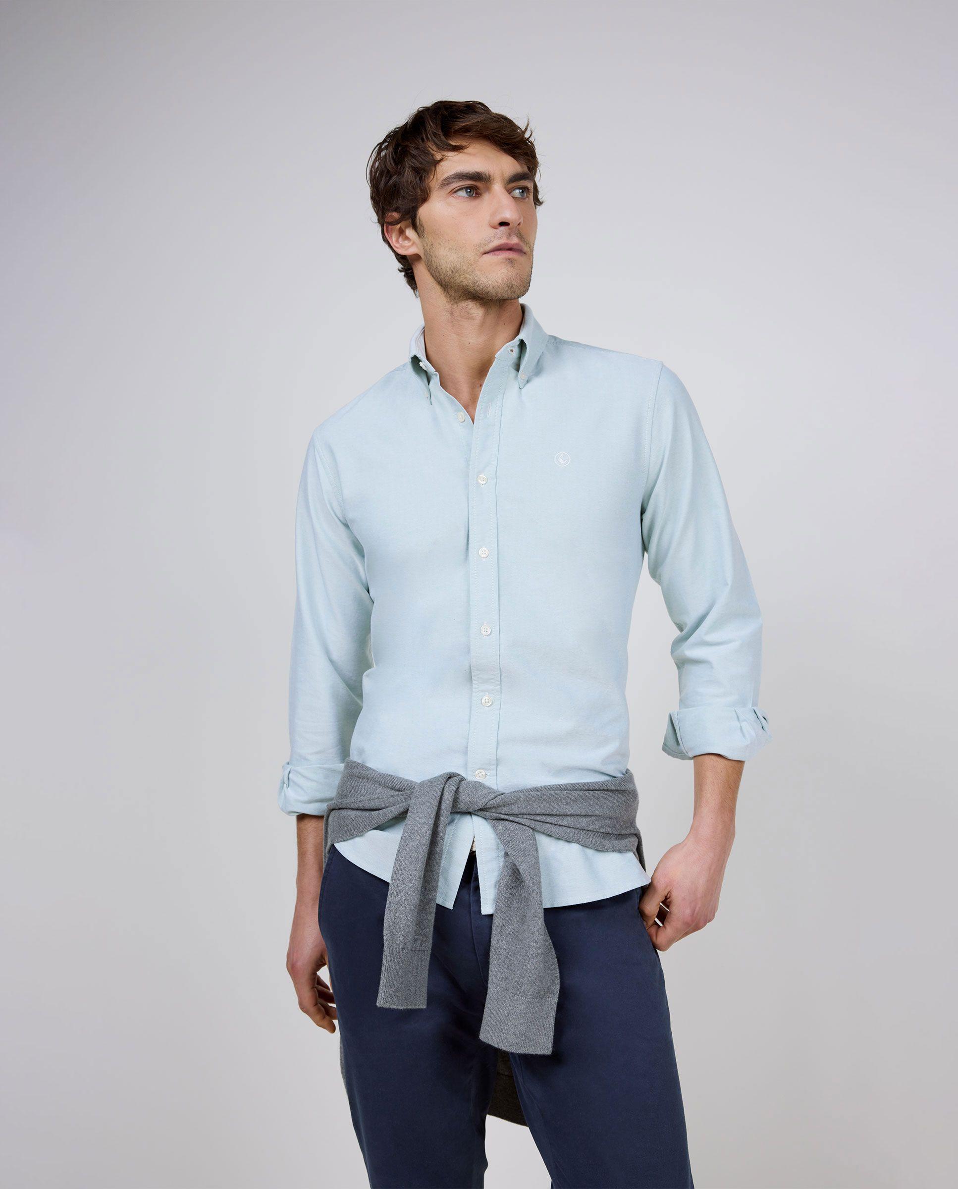 Camisa Oxford Liso Verde HOMBRE PV 26-1