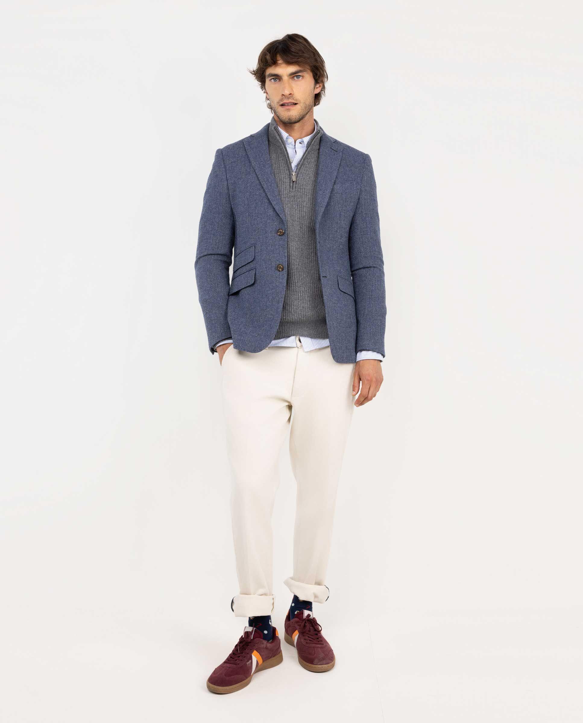 Americana Espiga Lana Azul HOMBRE OI 25-2