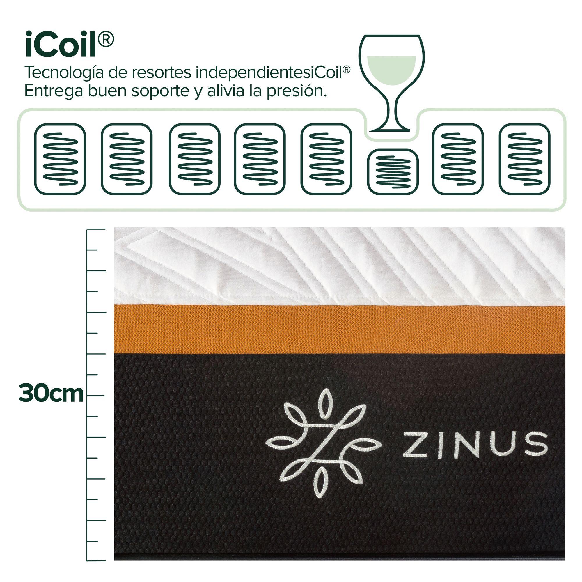 Cama Liam Zinus 1.5 Plazas Long Resortes Pocket-5