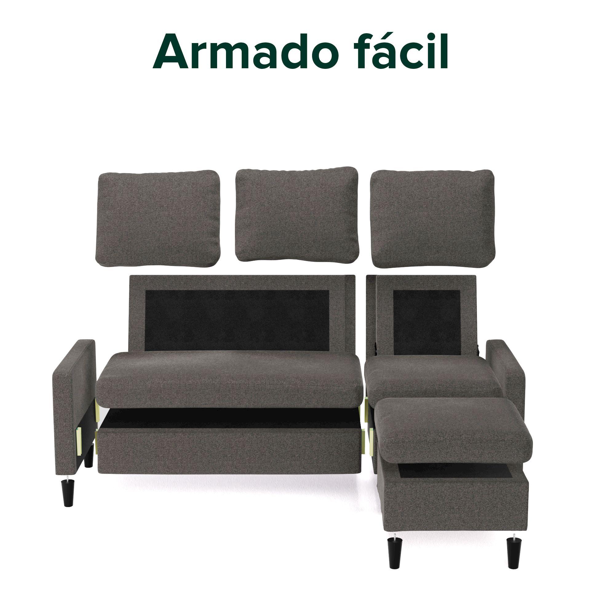 Sofá Zinus Hudson seccional 3 cuerpos Gris Oscuro-6