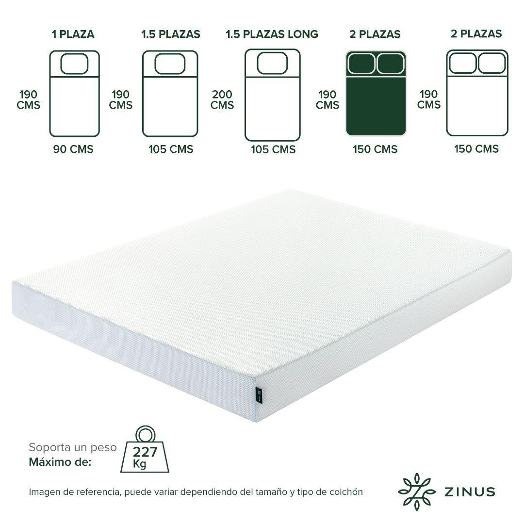 Colchón Zinus 2 Plazas 150x190x15cm Espuma y Fresco-1