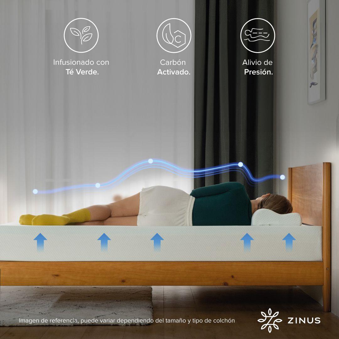 Colchón Zinus 1 Plaza Long  90x200x25cm Espuma Alivia Presió-3