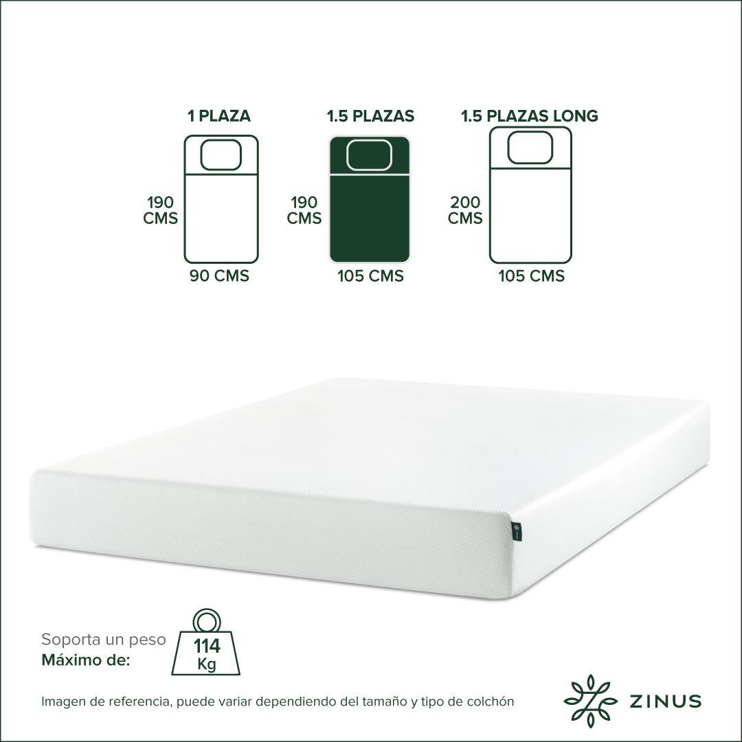 Colchón Zinus 1.5 Plazas  105x190x25cm Espuma Alivia Presión-2