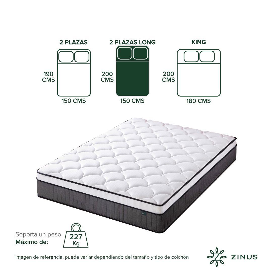 Colchón Zinus 2 Plazas Long 150x200x30cm Espuma y Resortes-3