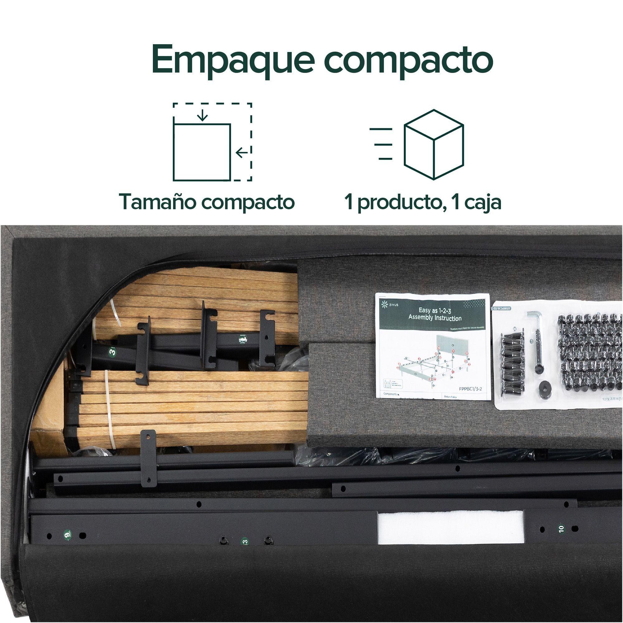 Base de cama Europea con respaldo Zinus 2 plazas150x190x30cm-5