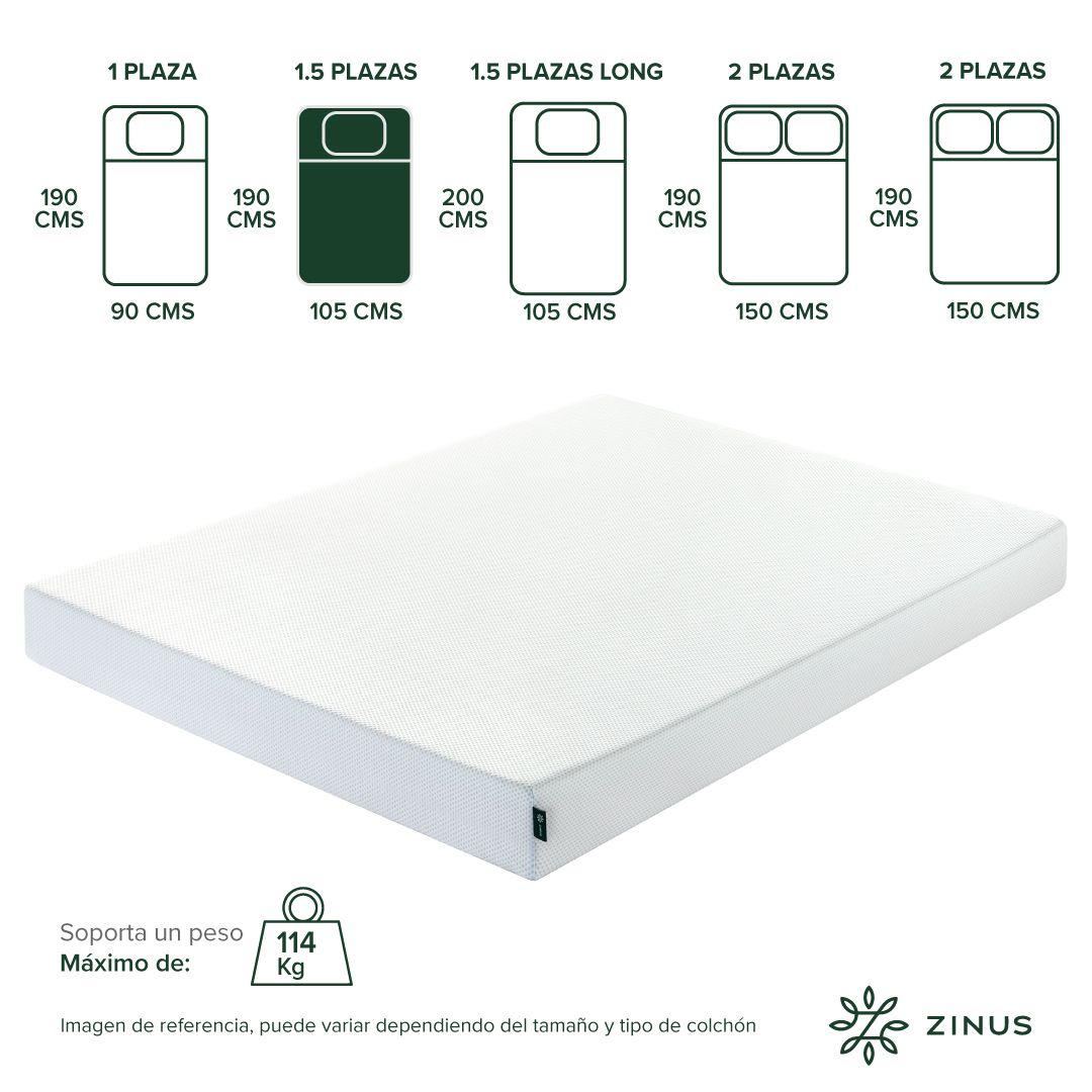 Colchón Zinus 1.5 Plazas 105x190x15cm Espuma y Fresco-1