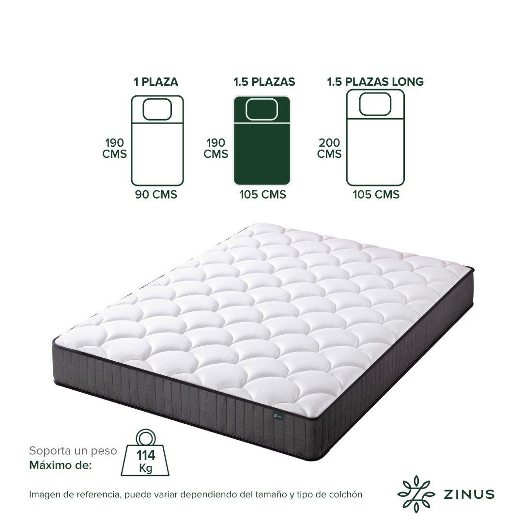 Colchón Zinus 1.5 Plazas 105x190x20cm Espuma y Resortes-2