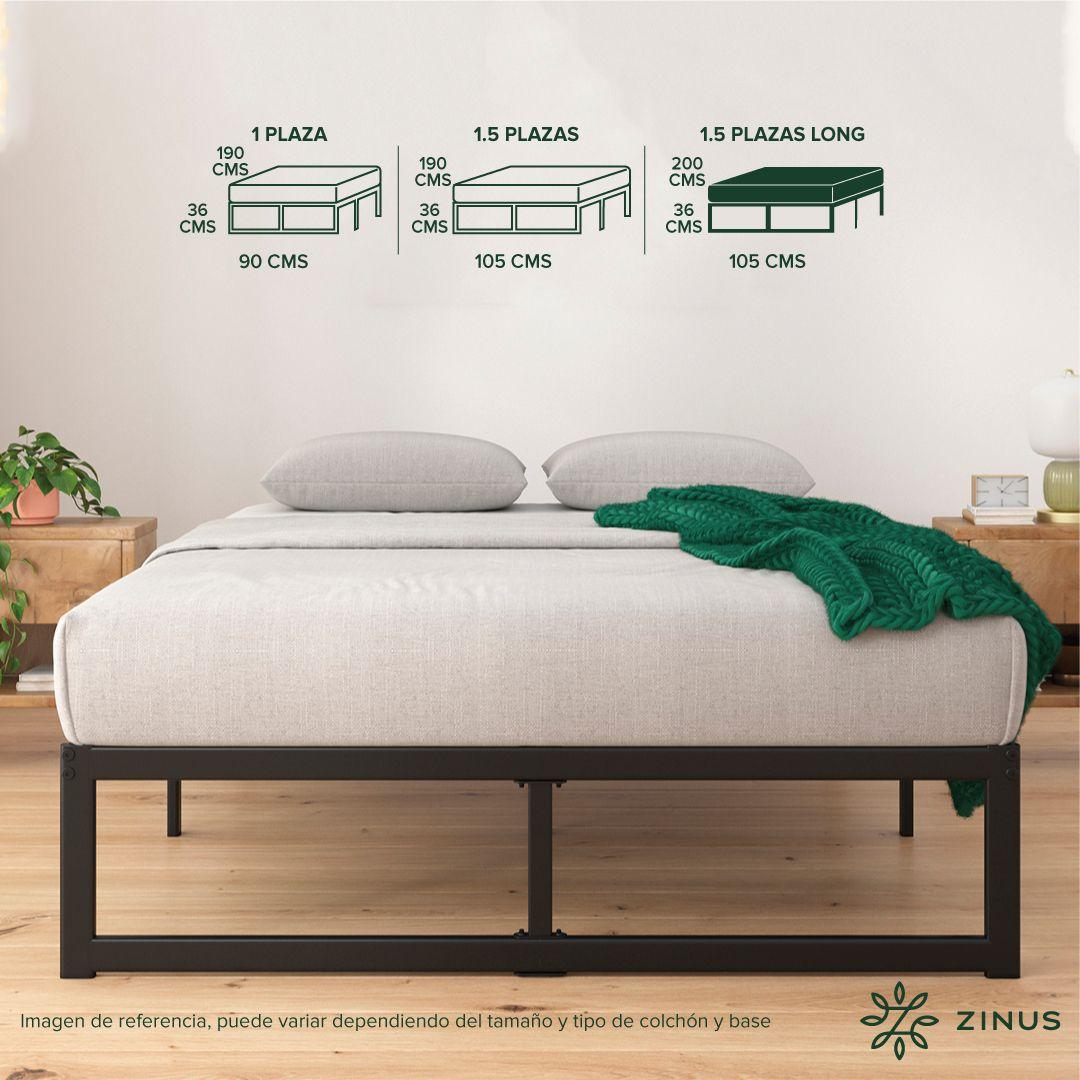 Cama Abel Zinus Colchón Espuma 1.5 Plazas Long 25cms-2