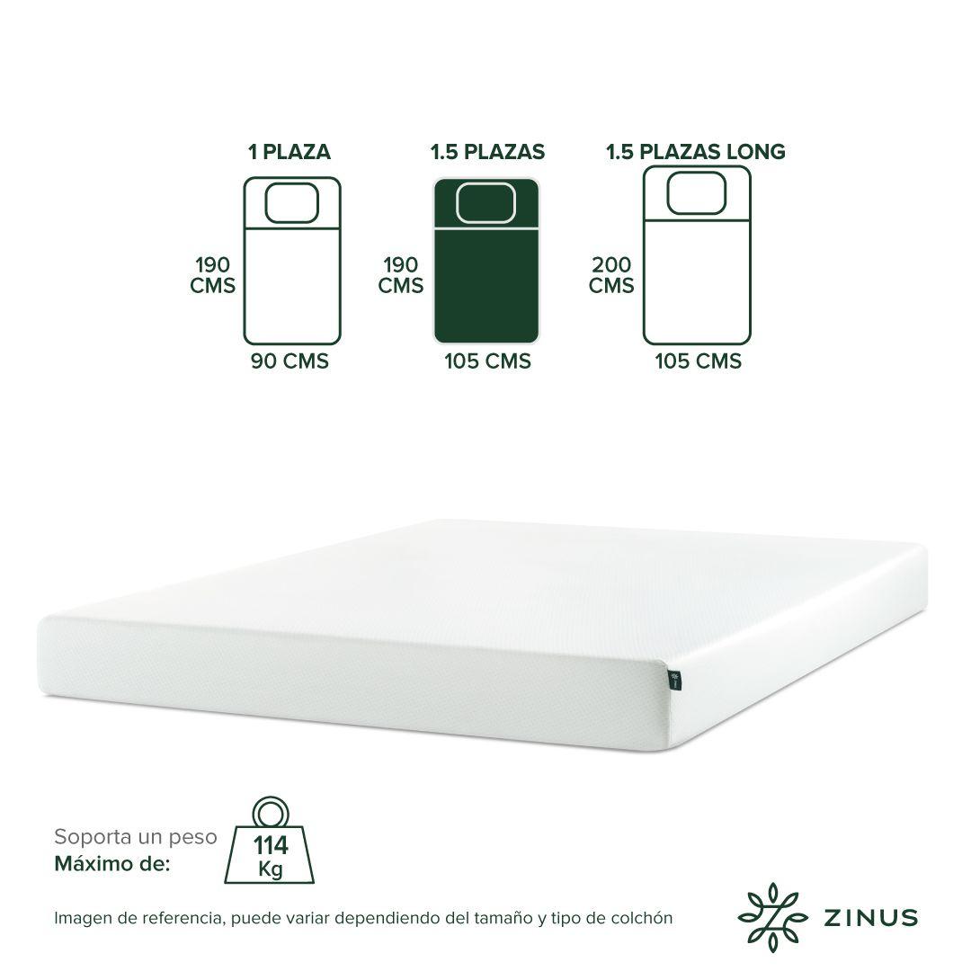 Colchón Zinus 1.5 Plazas  105x190x15cm Espuma Alivia Presión-2