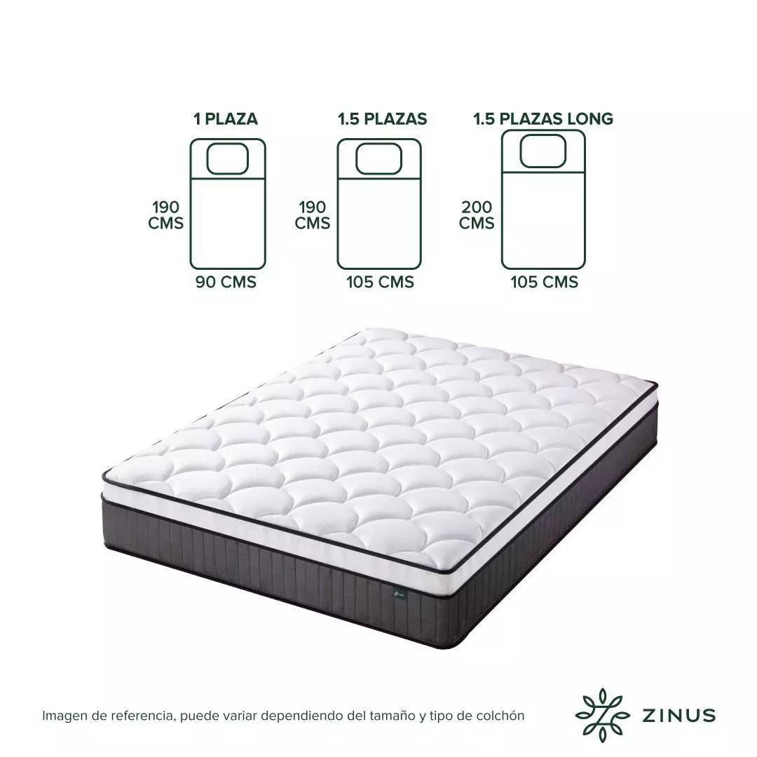 Colchón Zinus 2 Plazas 150x190x30cm Espuma y Resortes Pocket-2