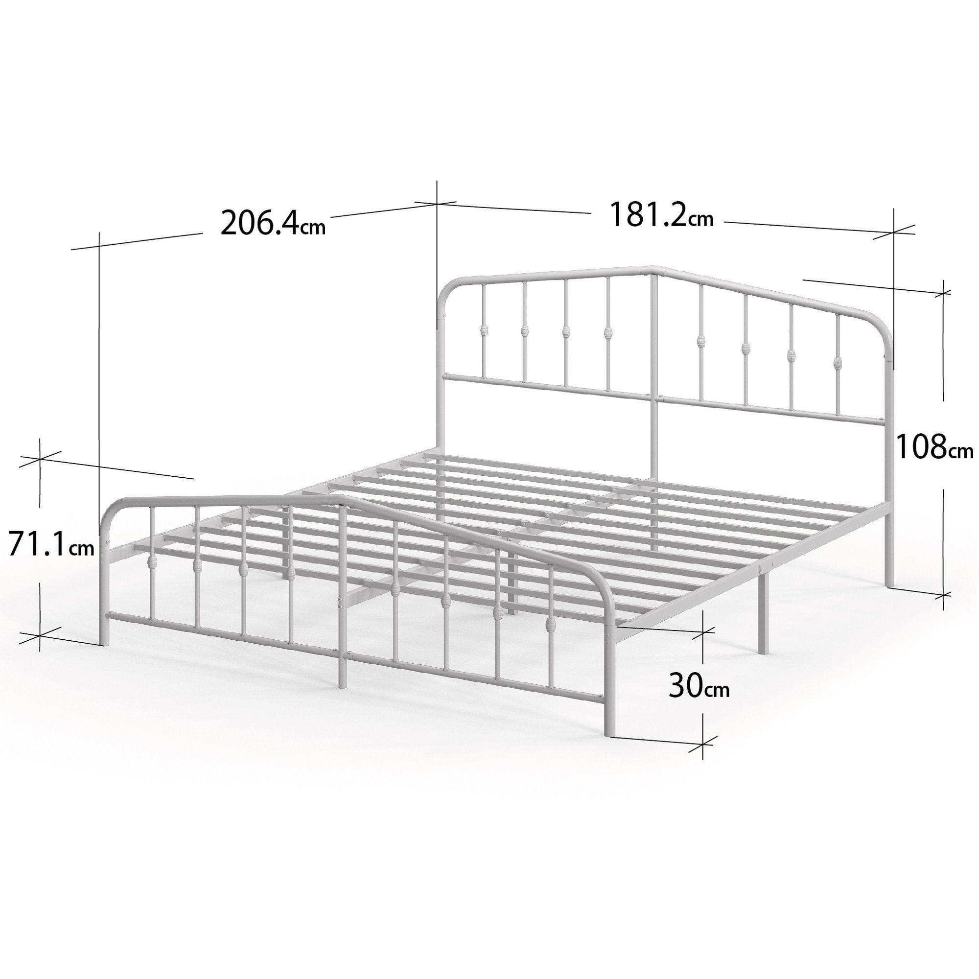 Base de cama metal blanca HEIDI Zinus 2 plazas 150x190x30cm-2