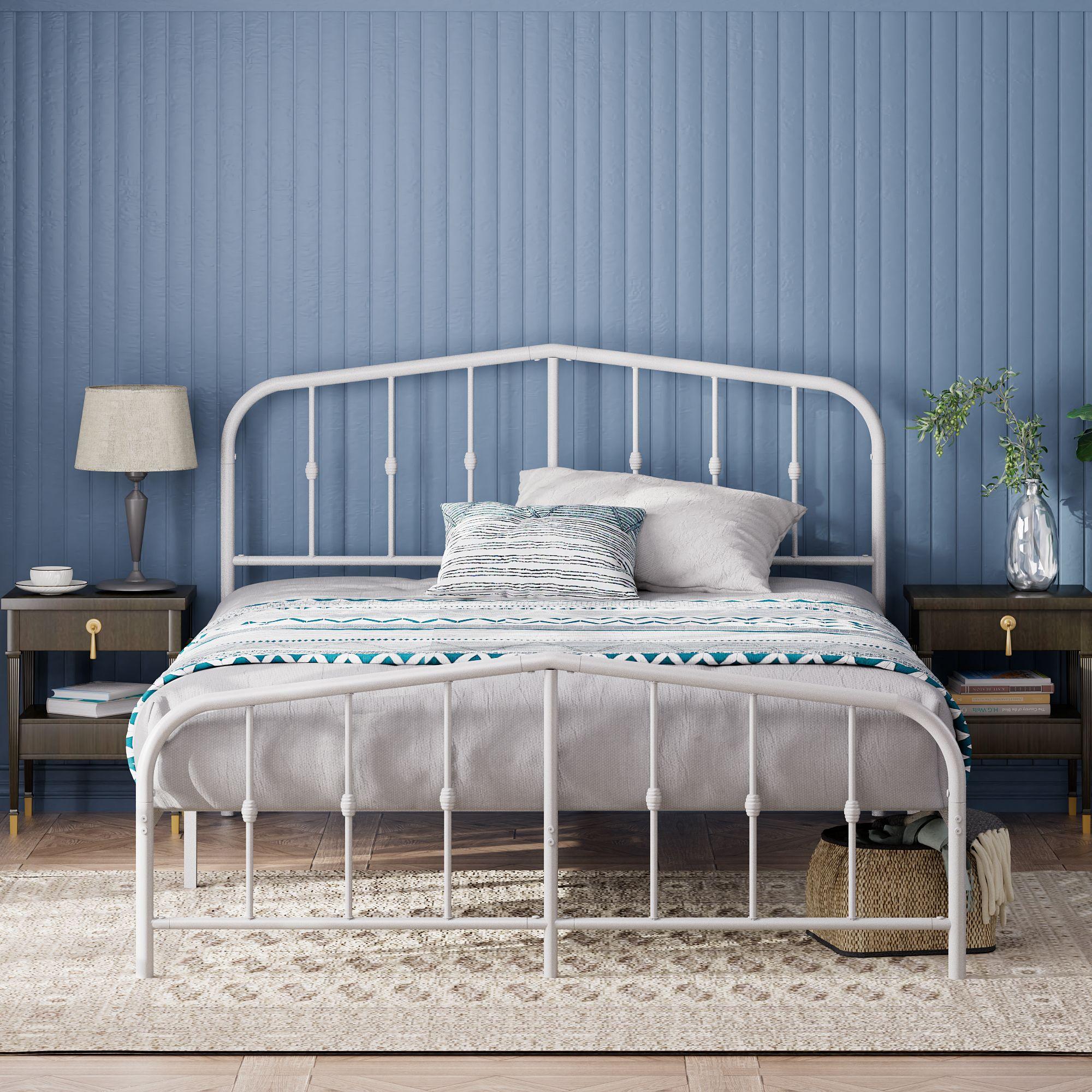 Base de cama metal blanca HEIDI Zinus 2 plazas 150x190x30cm-7