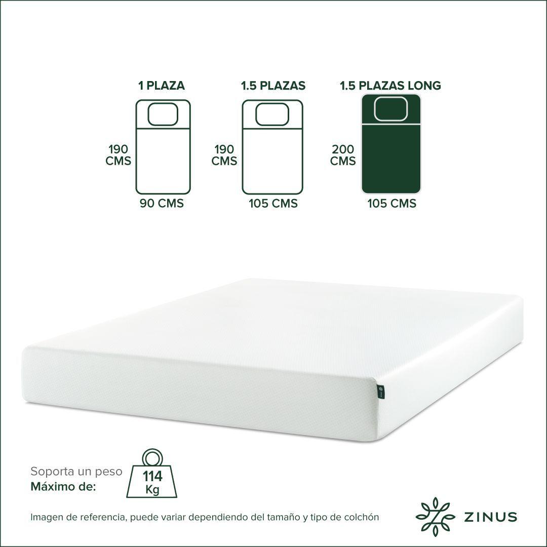 Colchón Zinus 1.5 Plazas Long  105x200x25cm Espuma Alivia Pr-2
