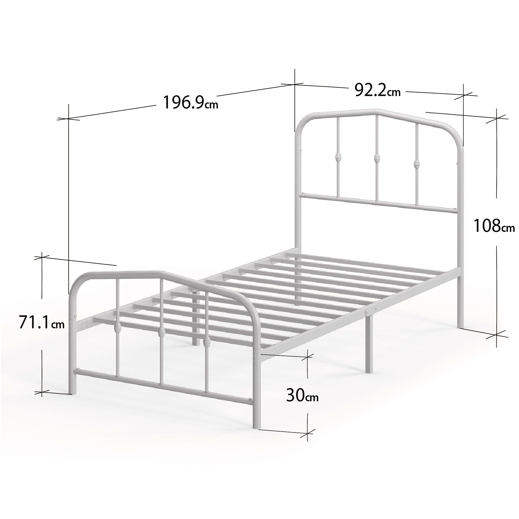 Base de cama de metal blanca HEIDI Zinus 1 plaza 90x190x30cm-2