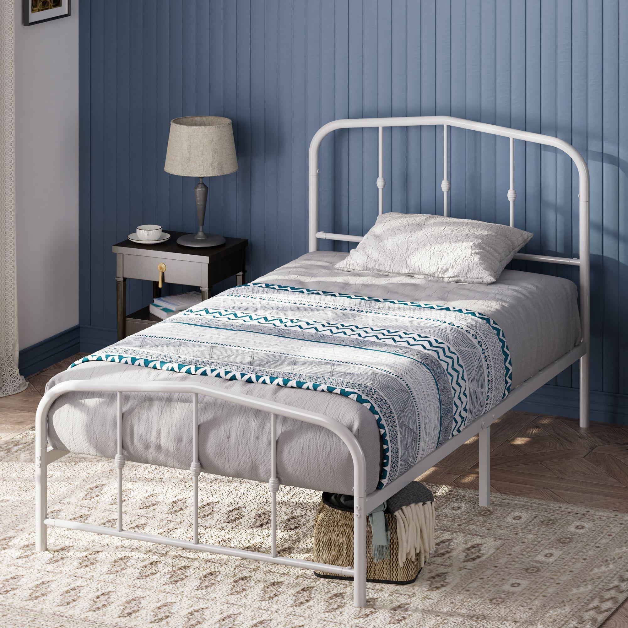 Base cama metal blanca HEIDI Zinus 1P 90x190x30cm respaldo-1