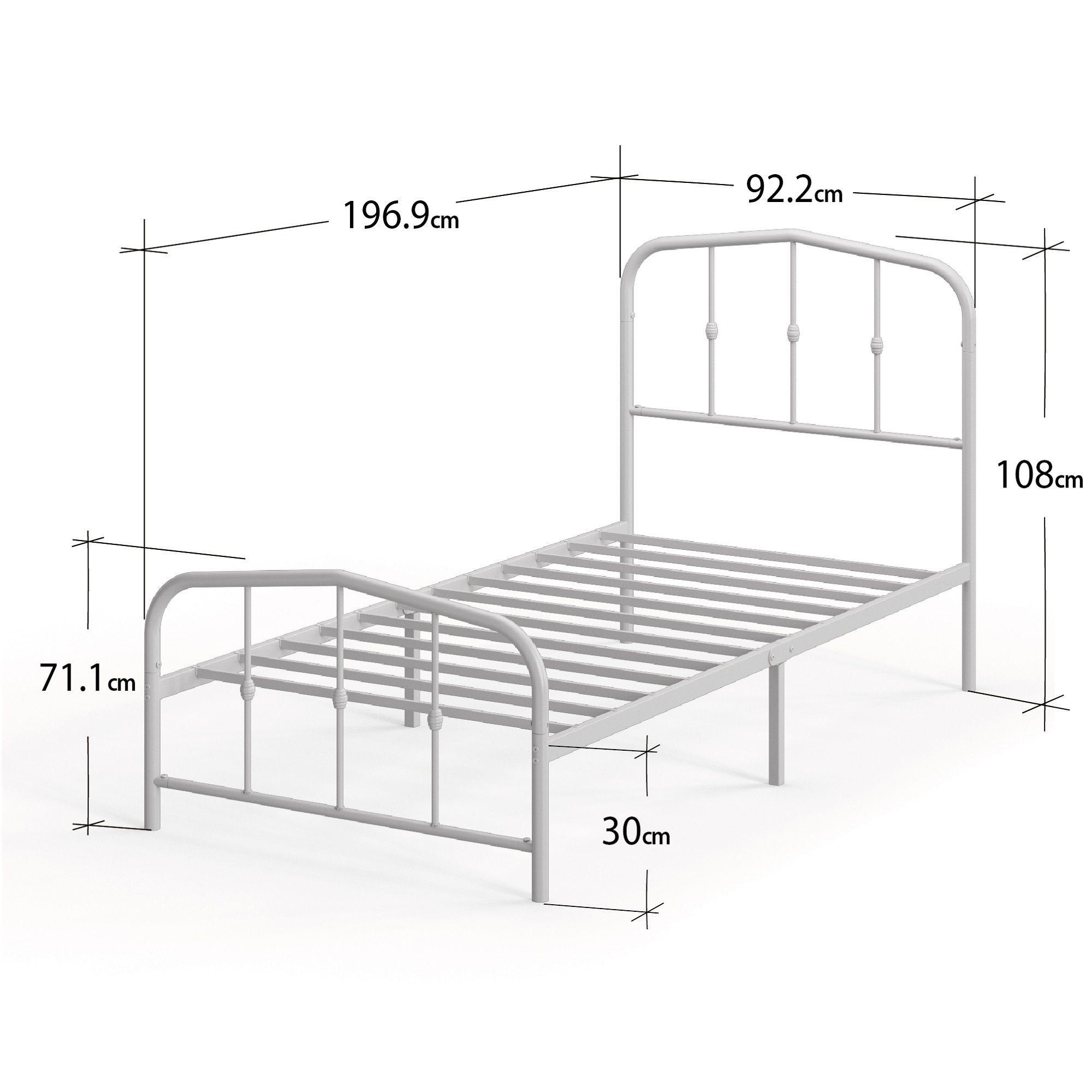 Base cama metal blanca HEIDI Zinus 1P 90x190x30cm respaldo-2
