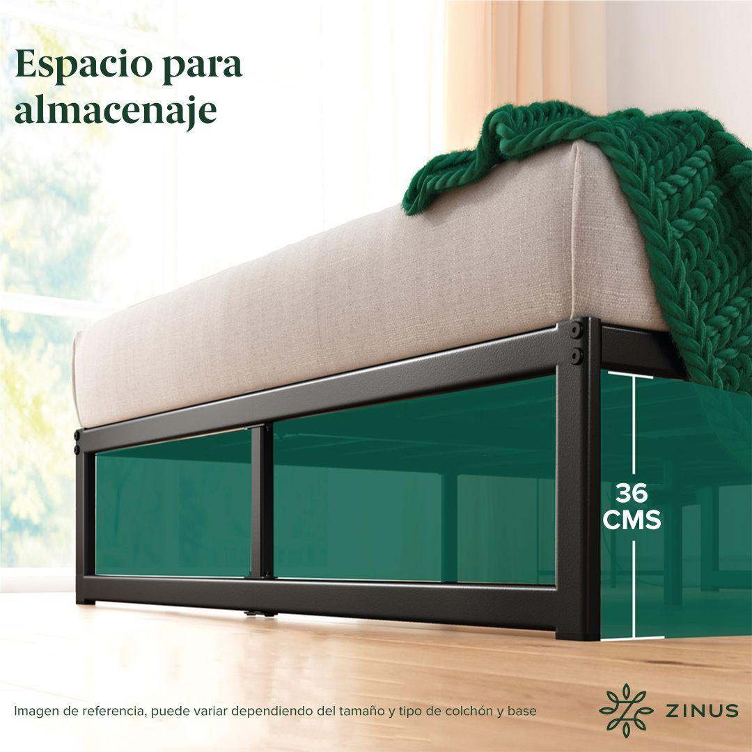 Cama Abel Zinus Colchón Espuma 2 Plazas Long 25cms-3