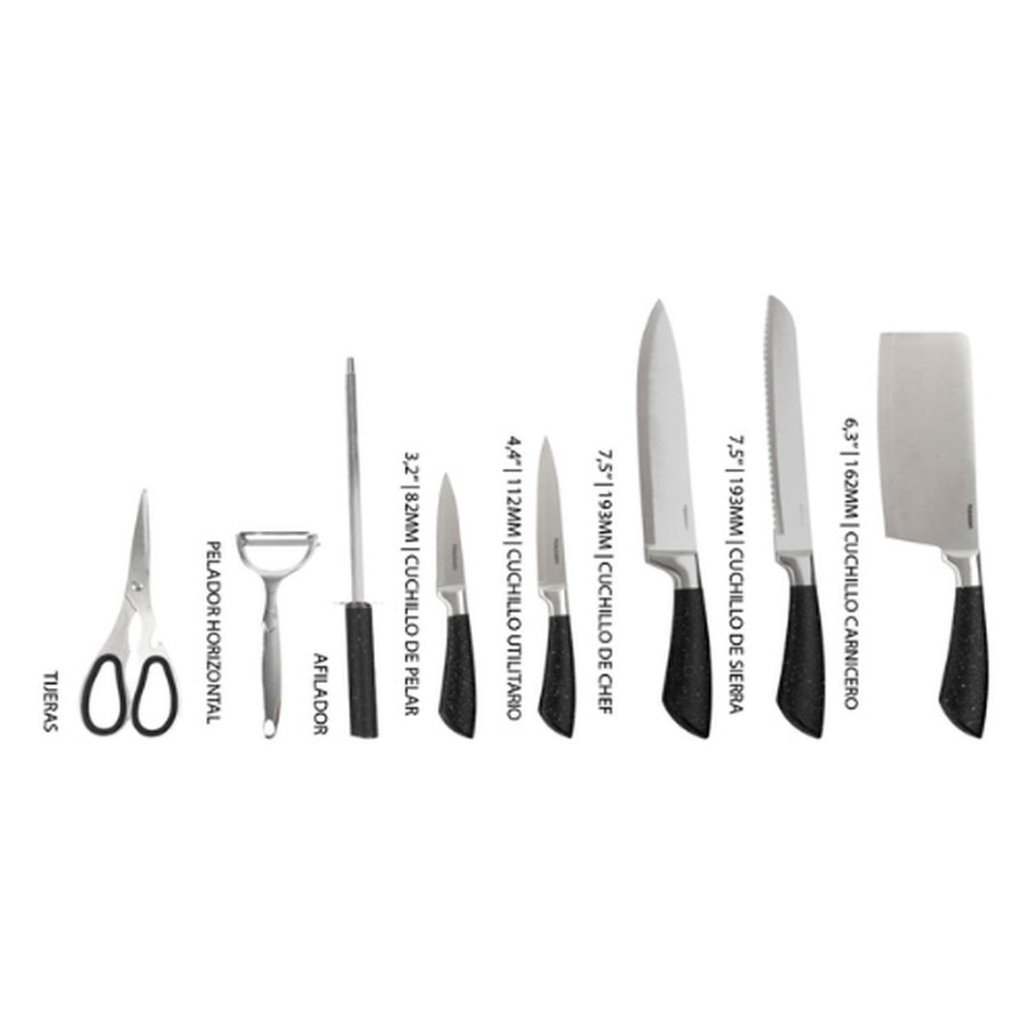 Taco Cuchillos Acero Con Tijera y Pelador Infini Set 8 Pcs-2