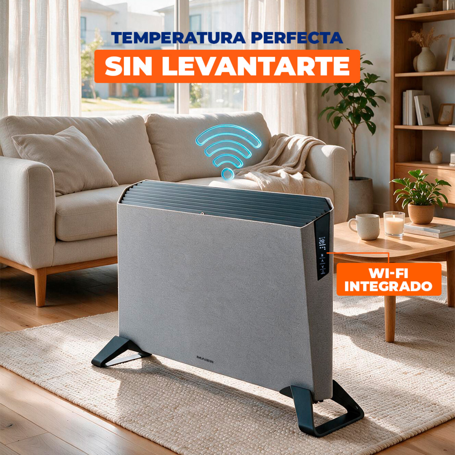 Calefactor Convector Eléctrico Wifi 2000W Textil Maier RH200-2
