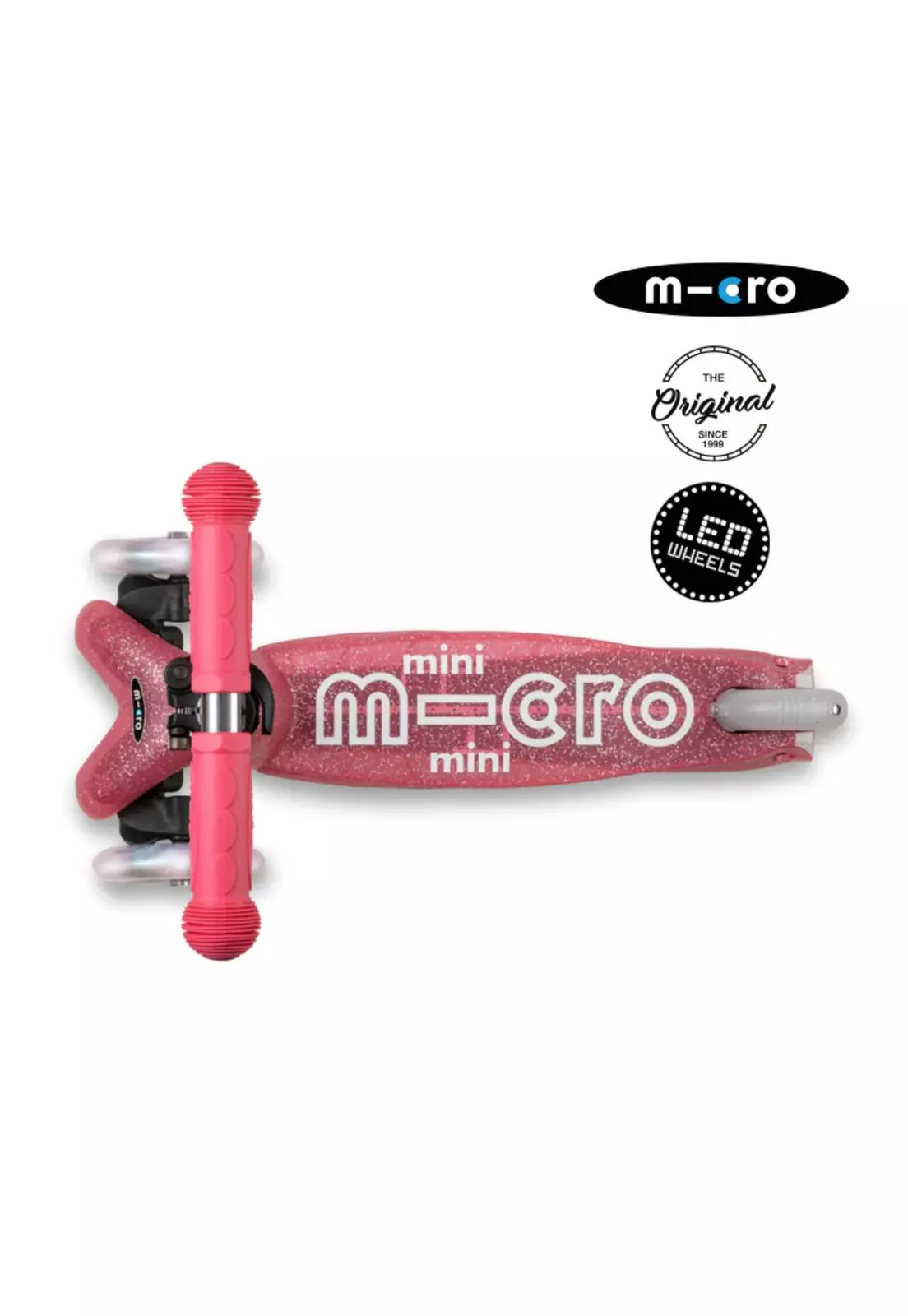 Scooter Micro Mini Deluxe Led Glitter Rosado, 3 Ruedas-1