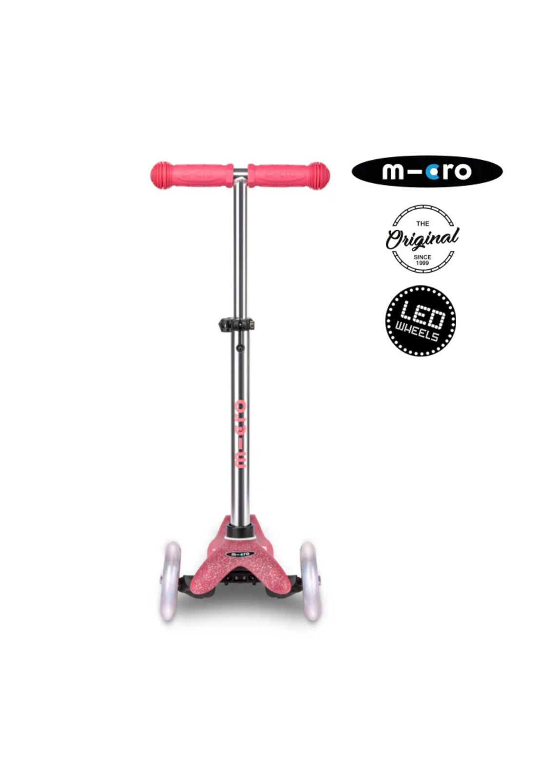 Scooter Micro Mini Deluxe Led Glitter Rosado, 3 Ruedas-3