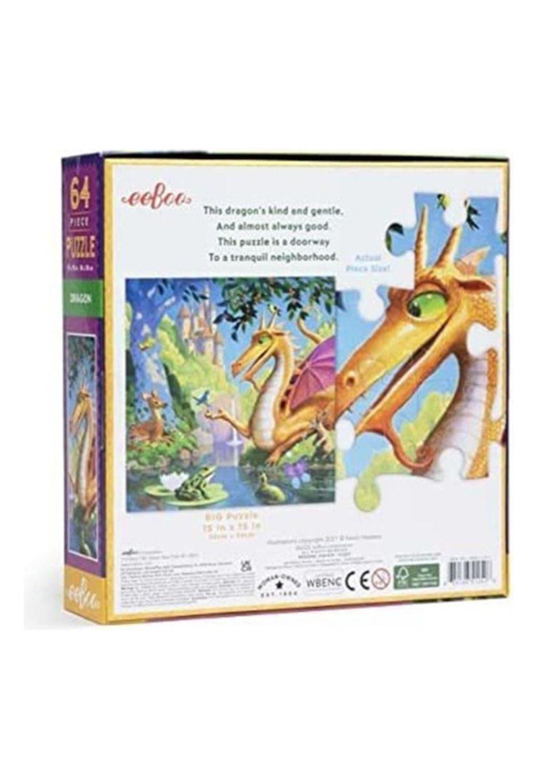 Eeboo: Dragon 64 Piece Puzzle, Proyecto Perfecto Para Manos-2