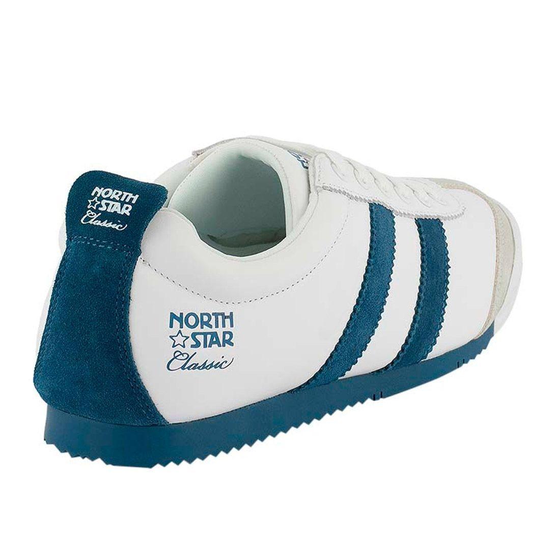 Zapatilla North Star Retro Premium Cuero Blanco y Azul-2