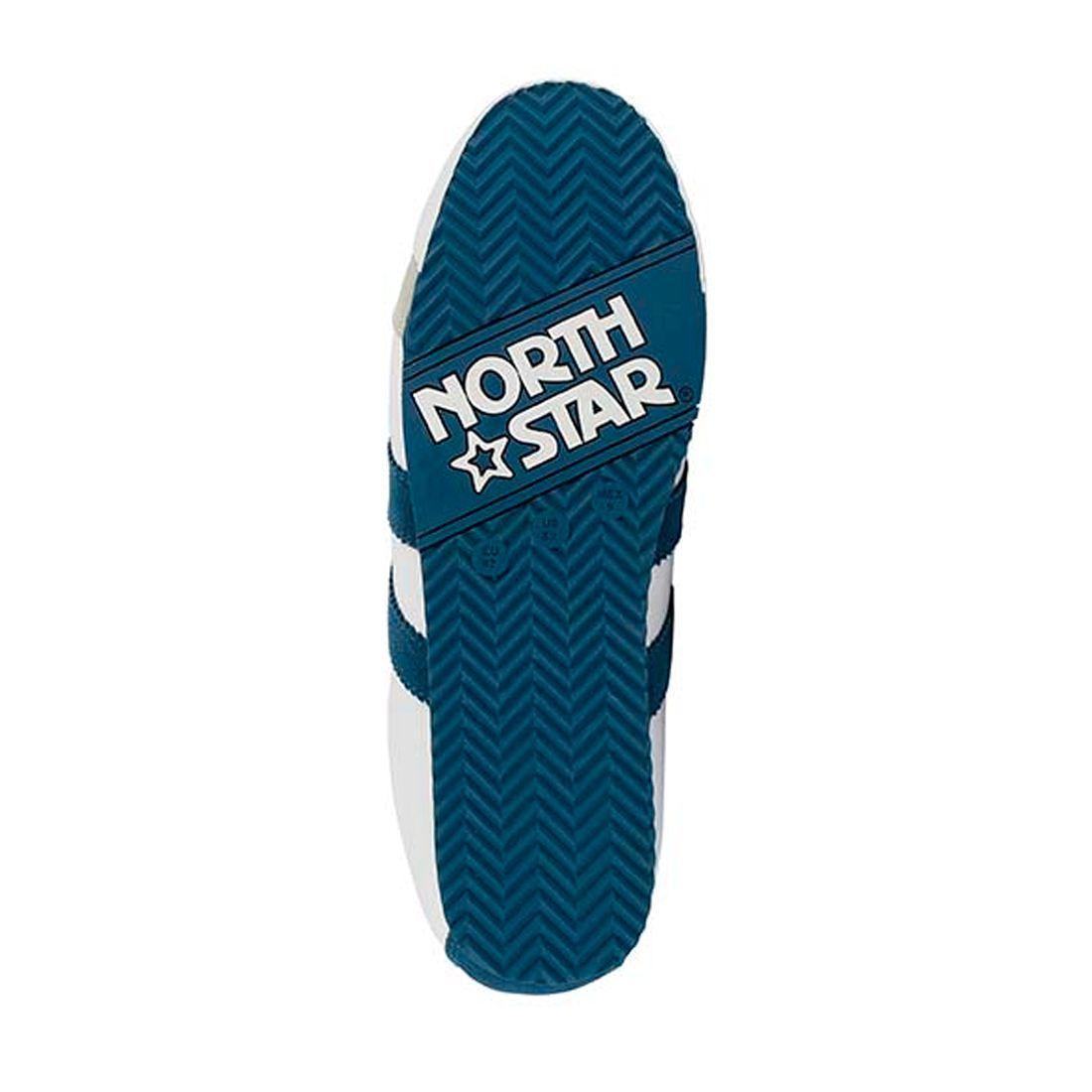 Zapatilla North Star Retro Premium Cuero Blanco y Azul-4