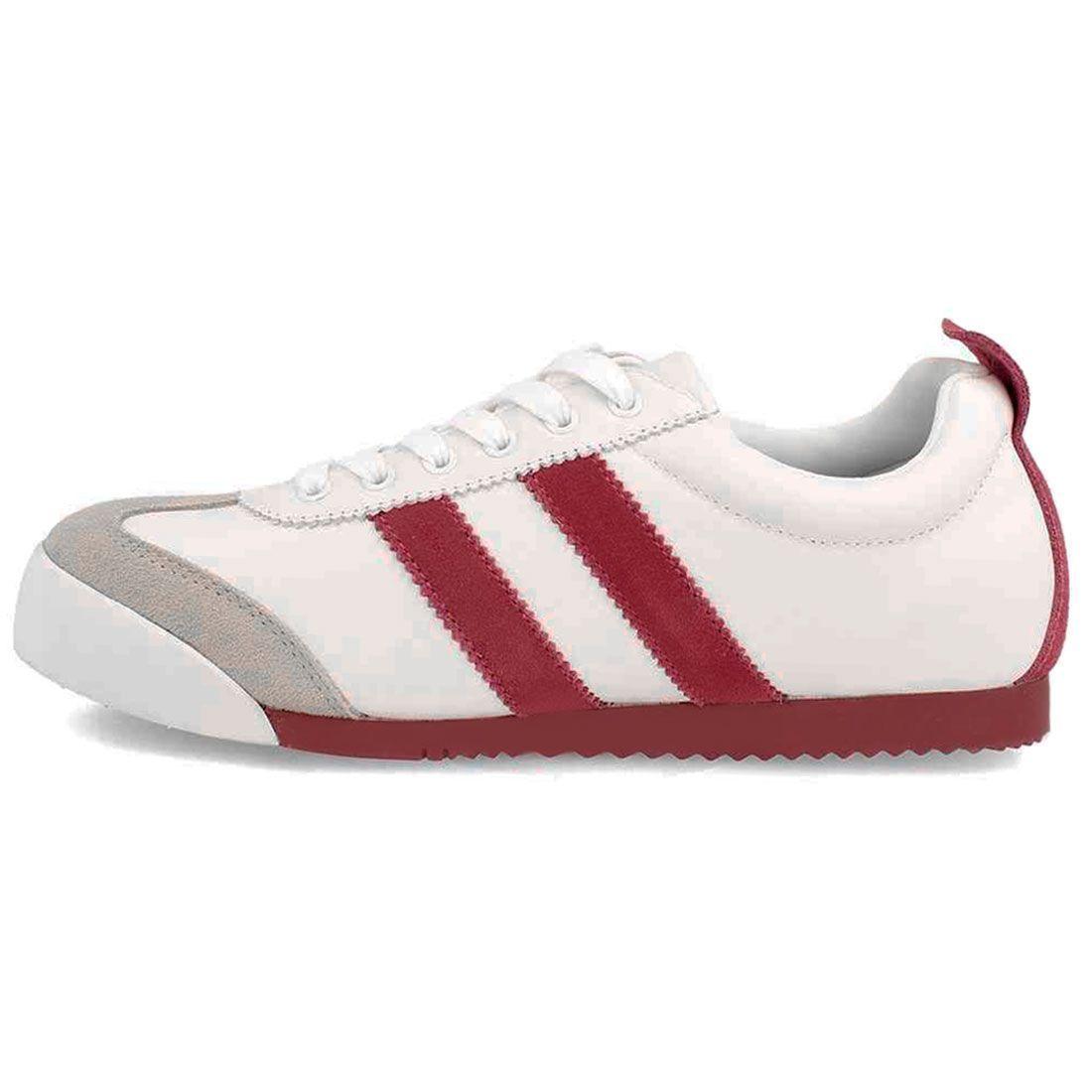 Zapatilla North Star Unisex Retro Premium Cuero Blanco y Burdeo-3