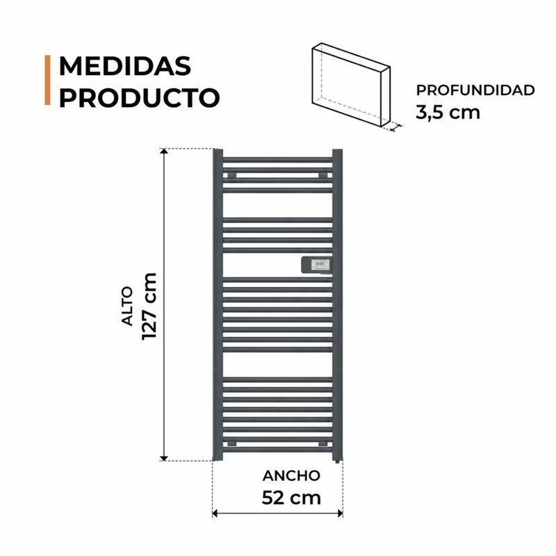 Secador de Toallas El ctrico Tubular Gris de 750W Con Wifi Anwo-2