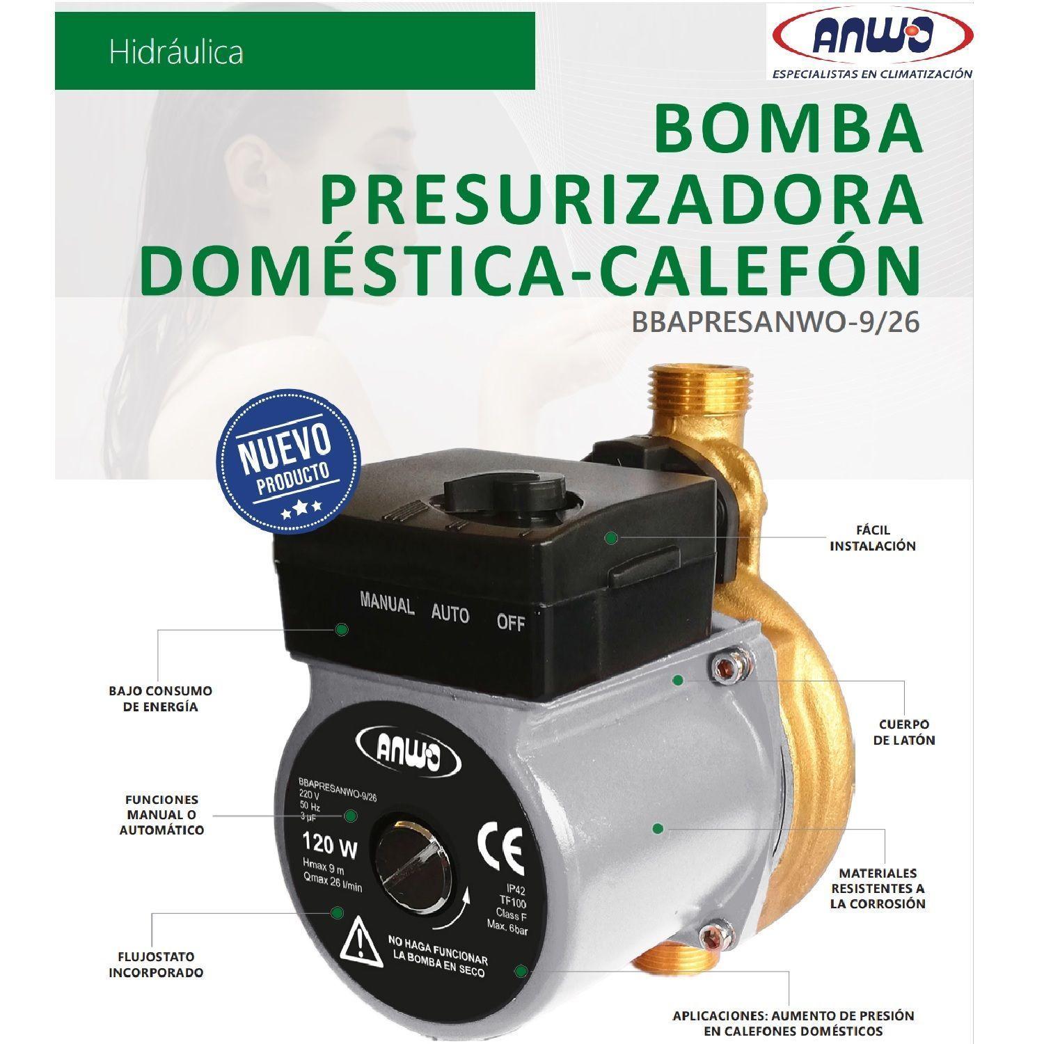Bomba Presurizadora Anwo para calefones BBAPRESANWO-9/26-2