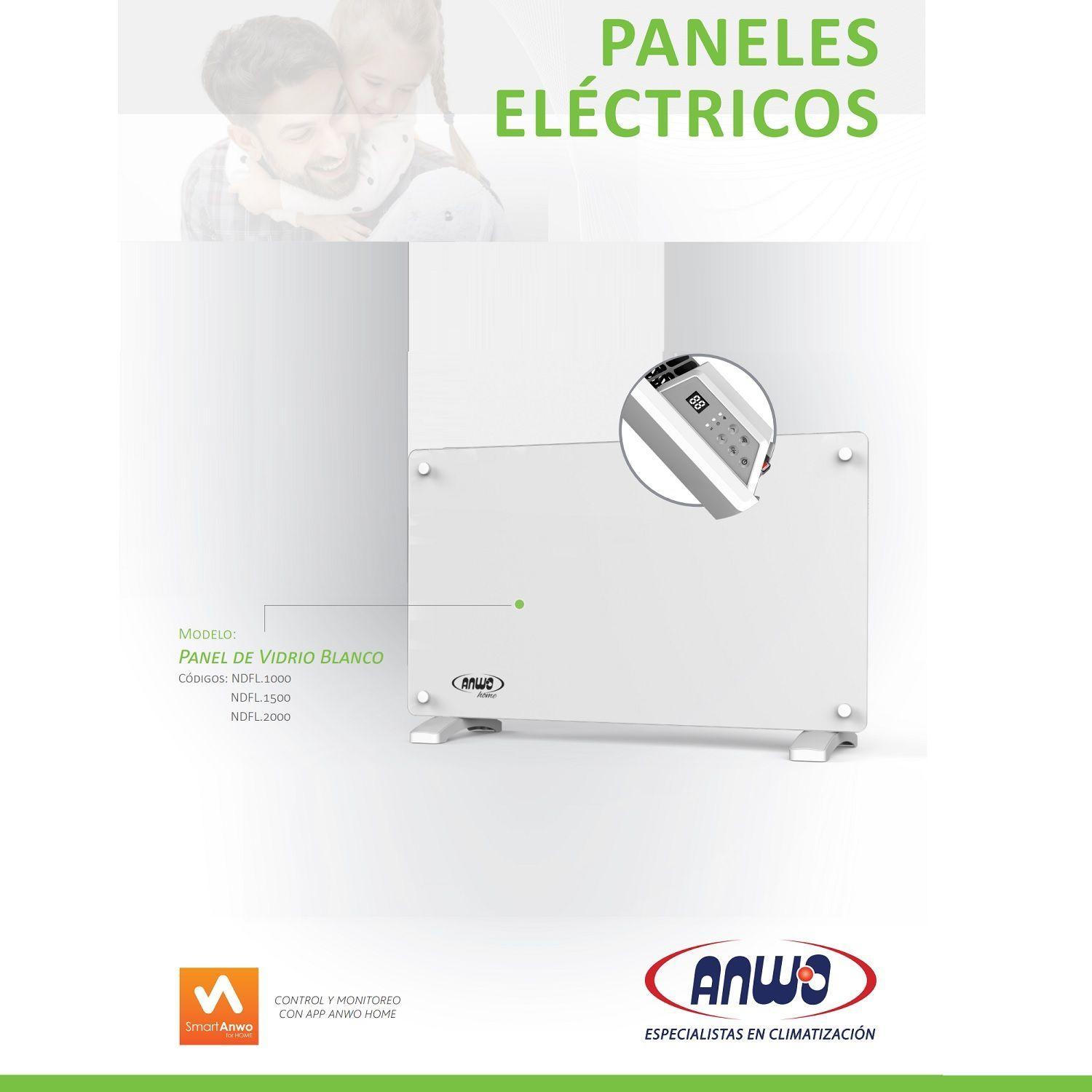 Estufa Eléctrica Anwo Panel Convectivo Vidrio 1000W Programable con Wifi NDFL.1000V-3