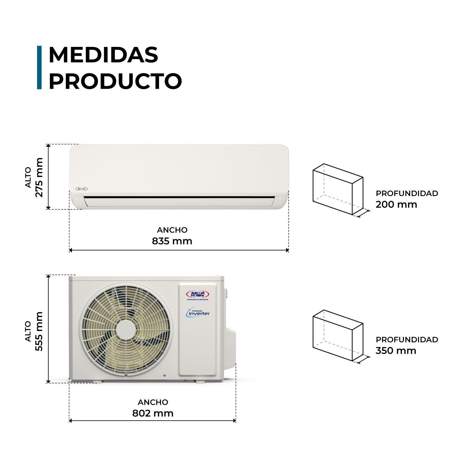 Aire Acondicionado Split Muro INVERTER ANWO ECOFLOW 18.000 BTU con Wifi-4