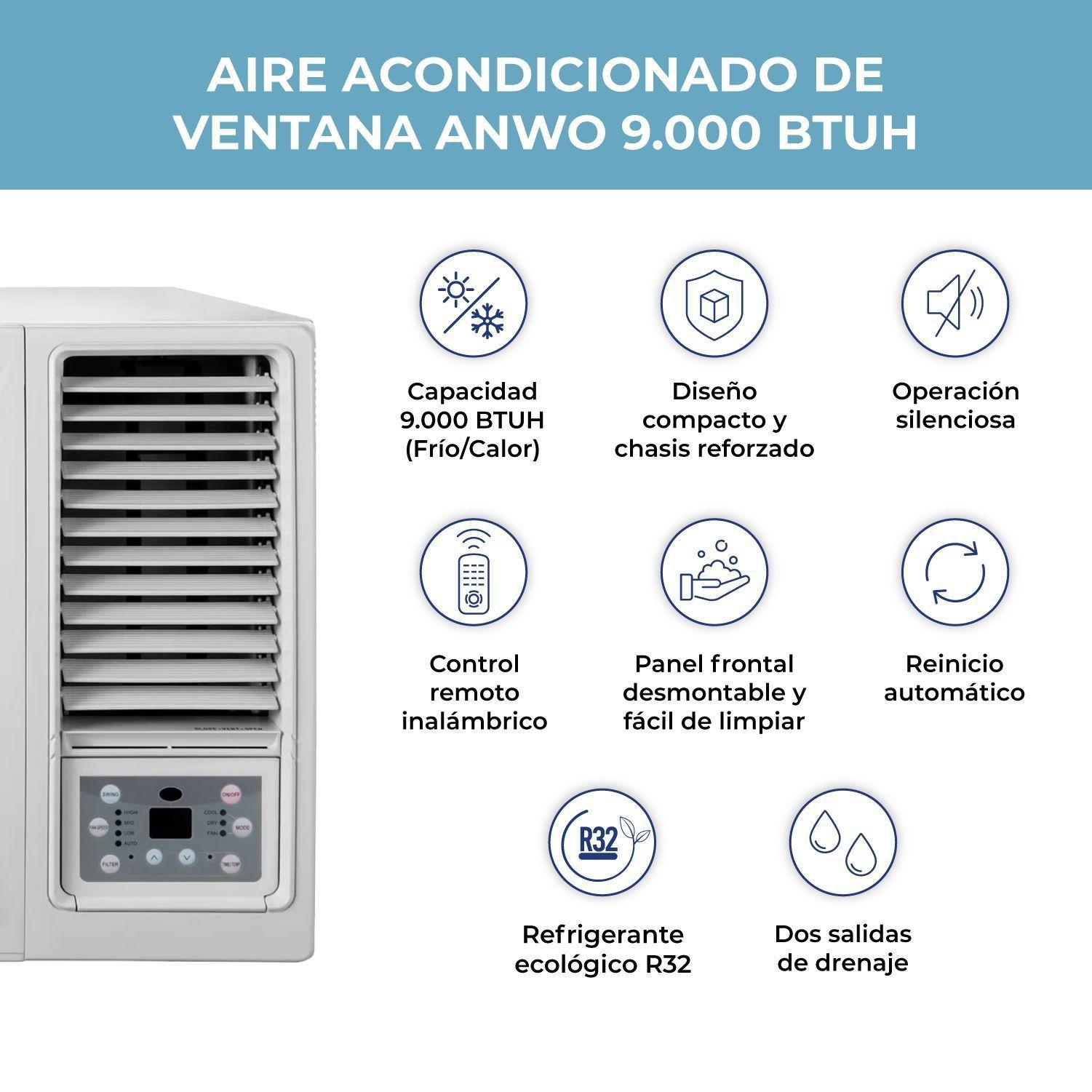 Aire Acondicionado Ventana Anwo 9000 BTU GEVR9ECO-R32-N-3